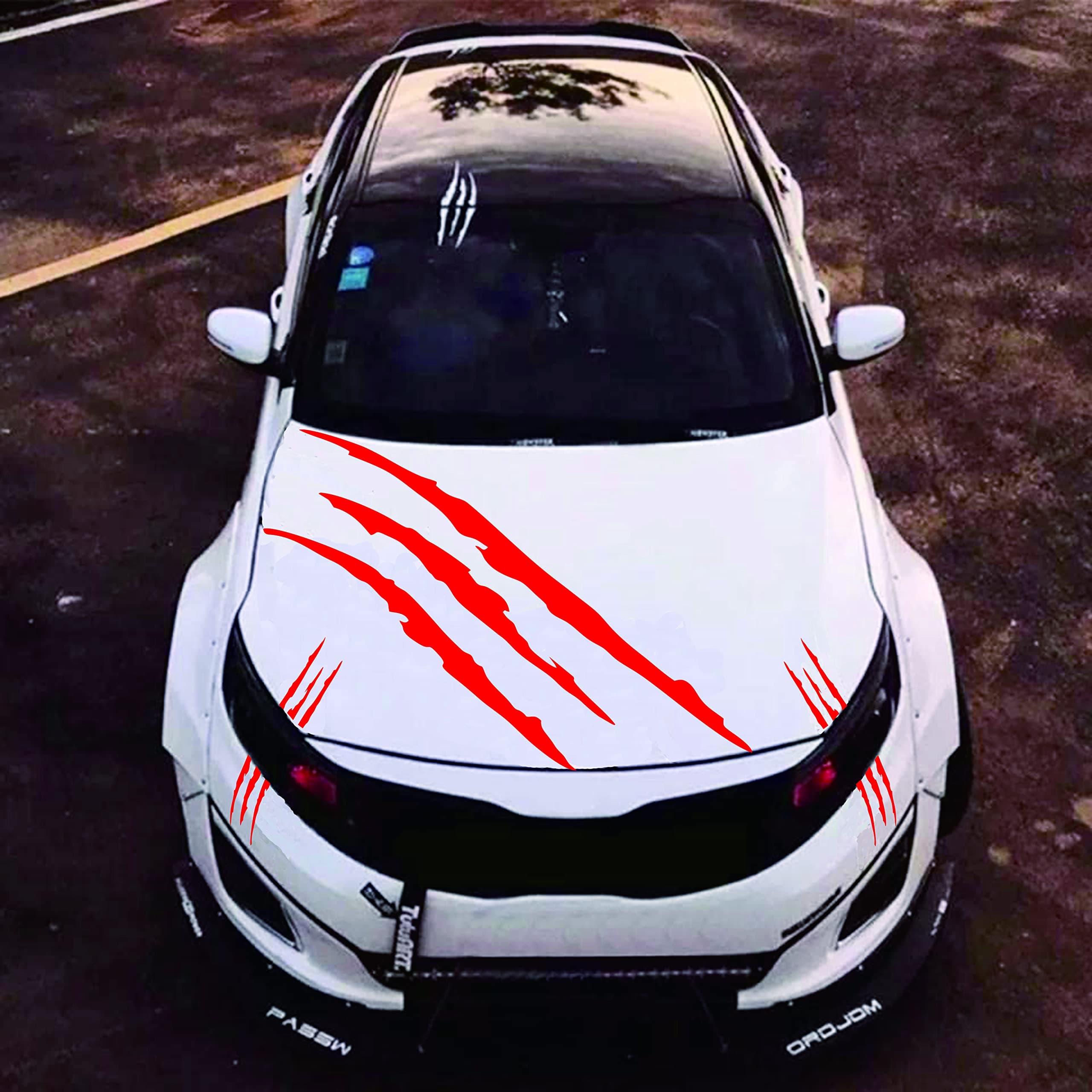 NTICKER1 Full Set Monster Claw for Car Hood Bonnet, Decal 1 Set, Scratch Decal Car Hood, Motorbike, Truck Decal Decoration