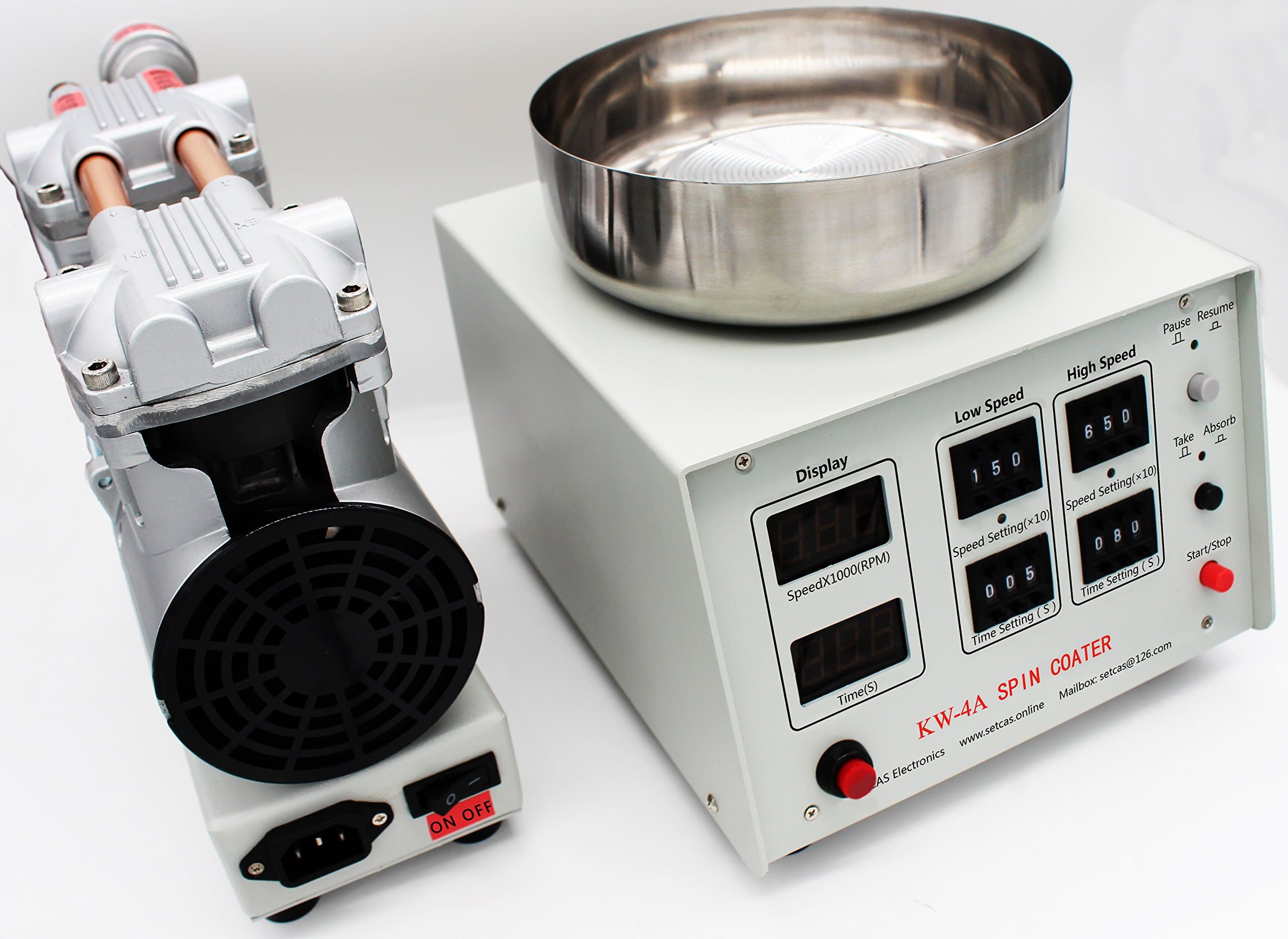 KW-4A Spin Coater Incl. Oil-Less Vacuum Pump, 3 Vacuum Chucks, & 2 Year Warranty