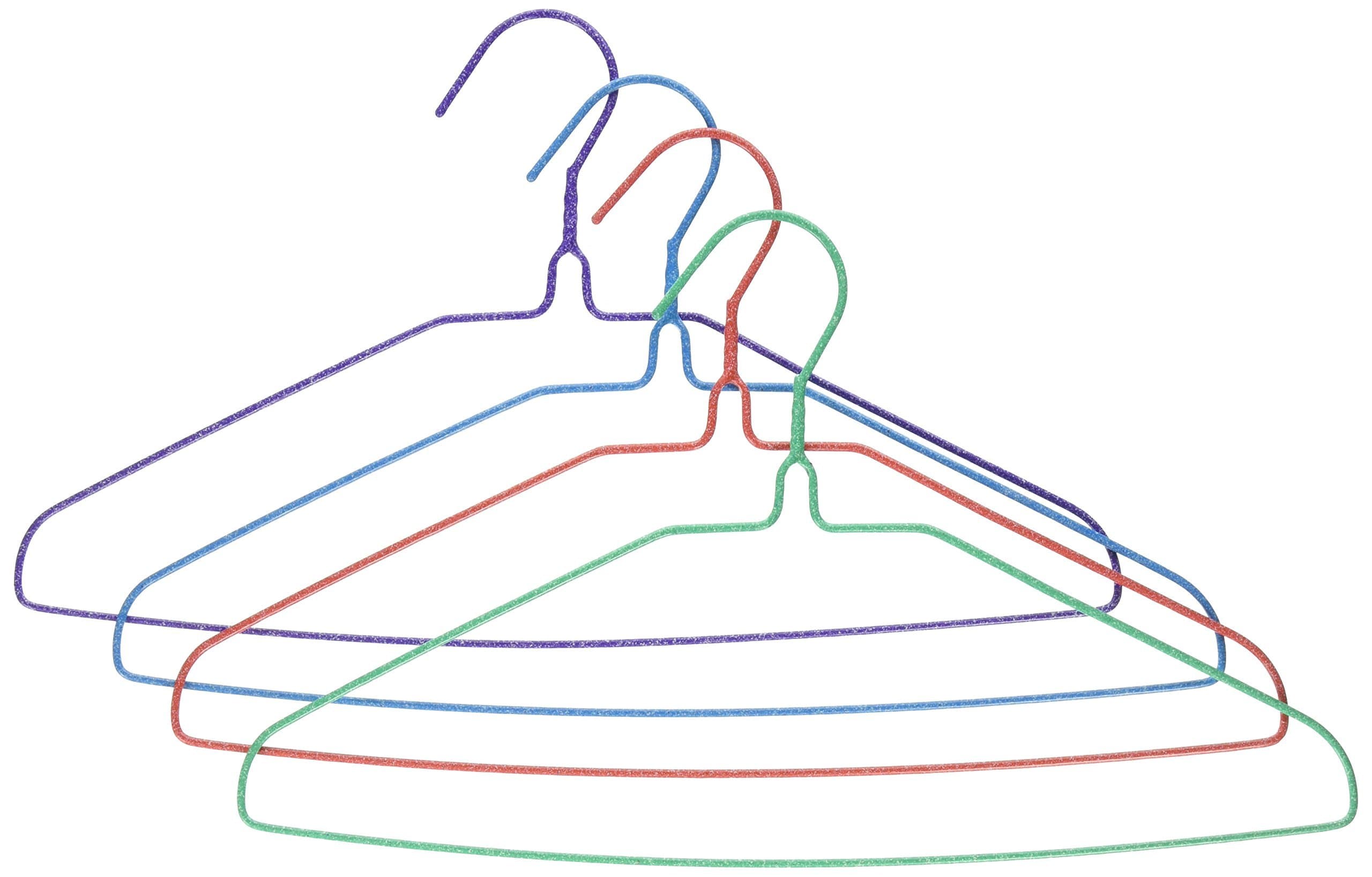 THE UM24Galvanized Steel Metal Coat 16-Inch Clothes Wire Hangers with Plastic Coating In Assorted Colors, 13 Gauge, Set of 50