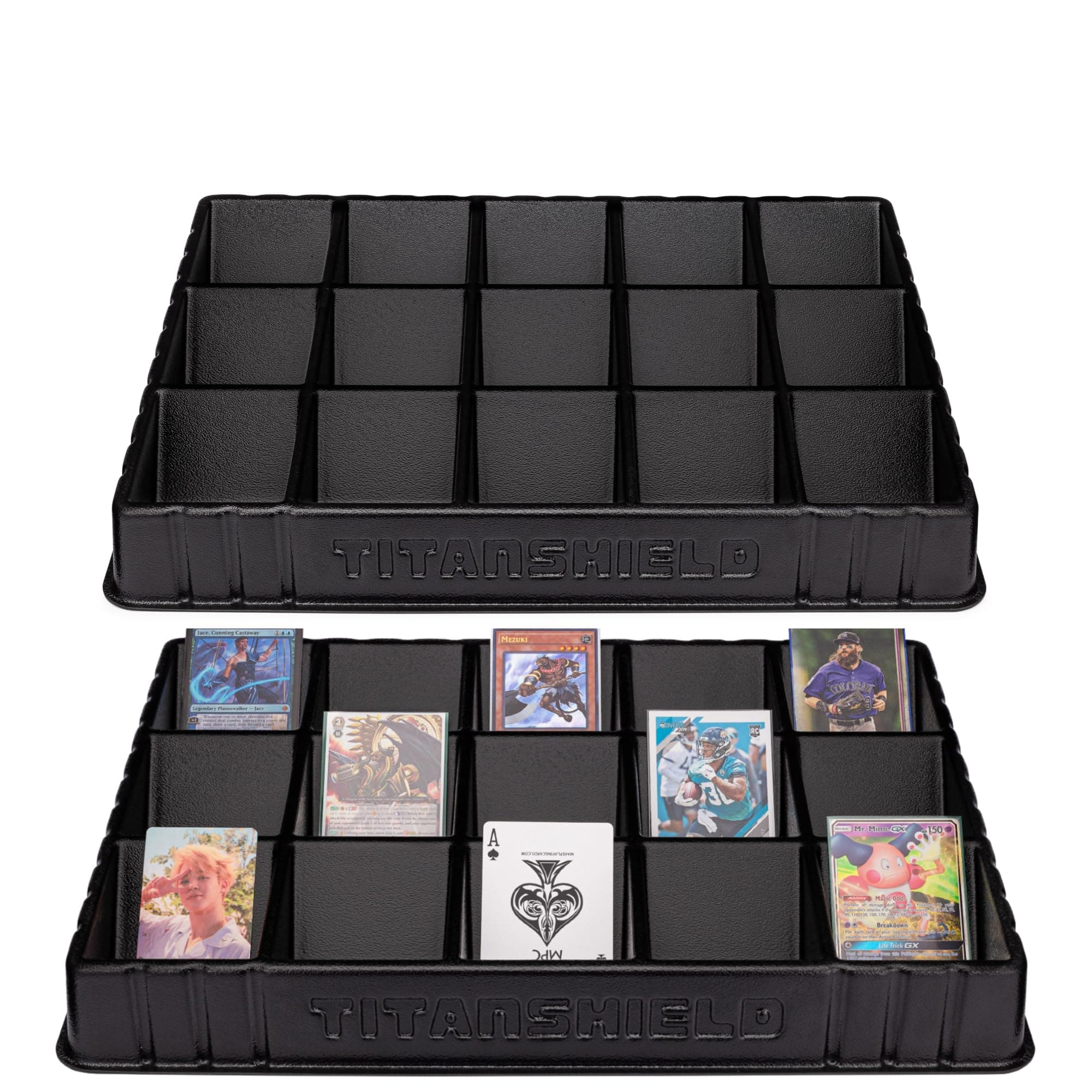 TitanShield Stackable Heavy Duty Card Sorting Tray | Compatible with Pokemon, Baseball, Magic The Gathering MTG, TCG Trading Cards | (Two Trays)