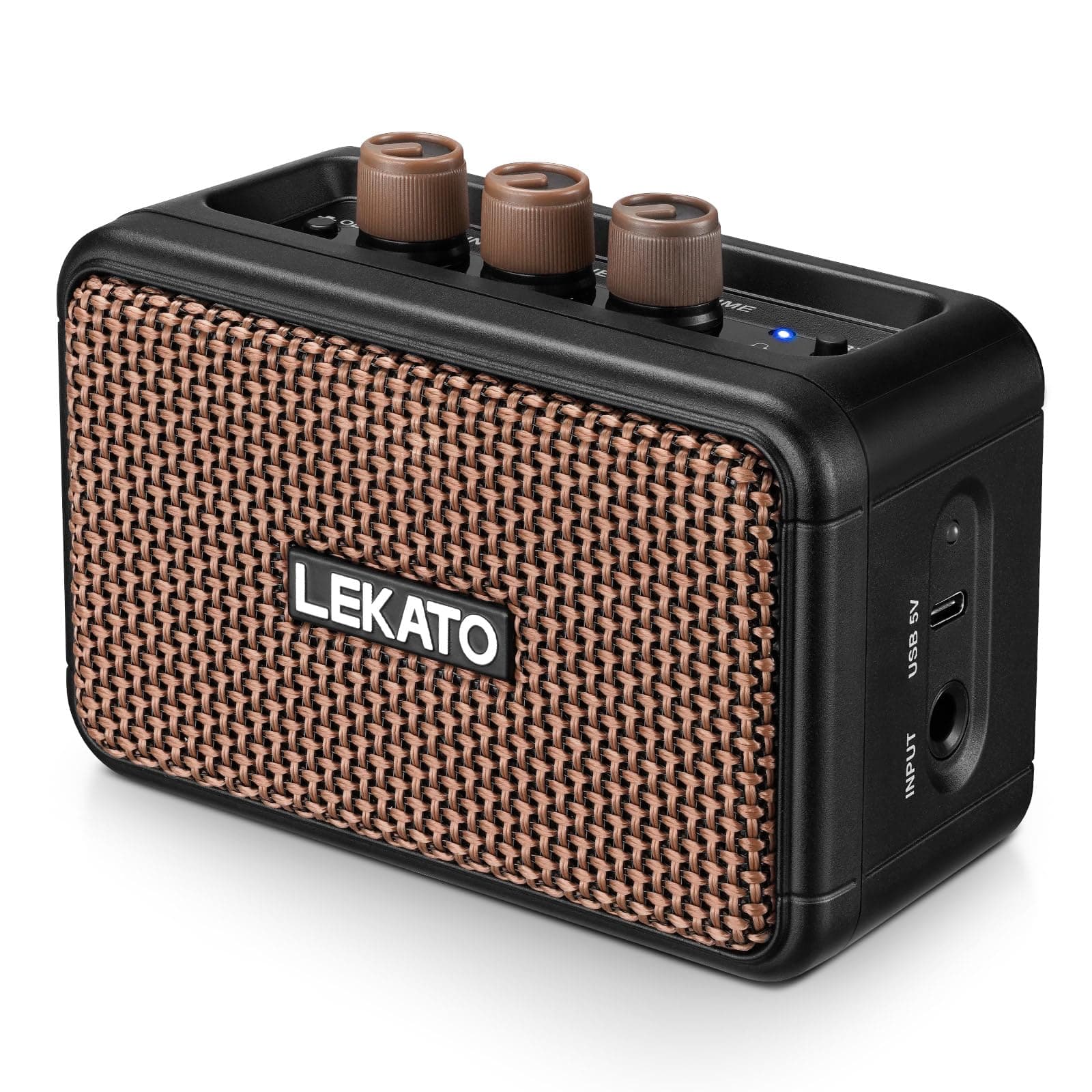 Mini Electric Guitar Amplifier, Dual Speakers 5W, Rechargeable Guitar Amp Bluetooth with Clean Overdrive Effects,Retro Portable Small Guitar Amp for Practice
