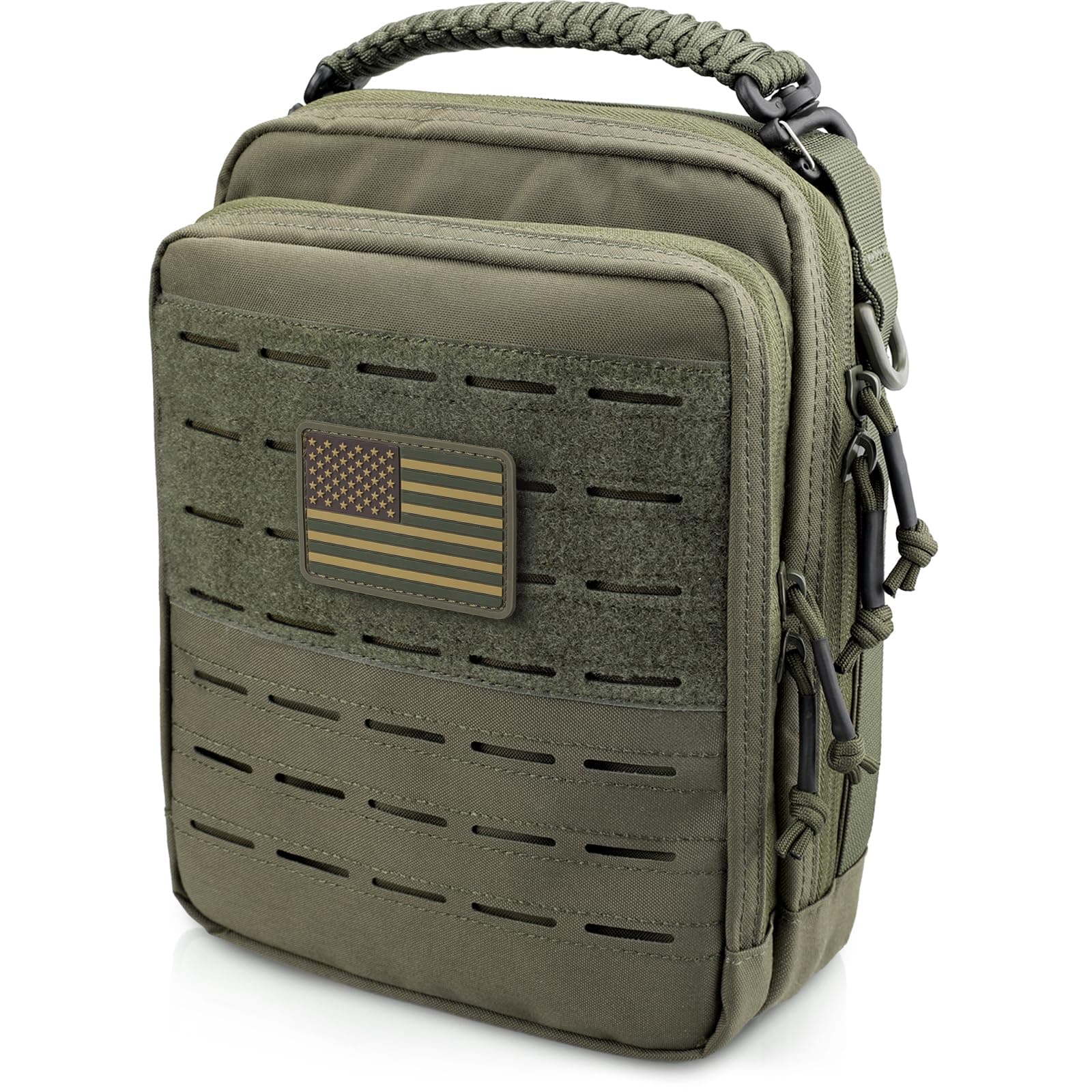 Tactical Large Admin Molle Utility Pouch, Molle Admin Pouch with Webbing Insert Panel EDC Tool Pouch of Double Layer Design for Modular Medical Pouch Include C.A Flag Patch