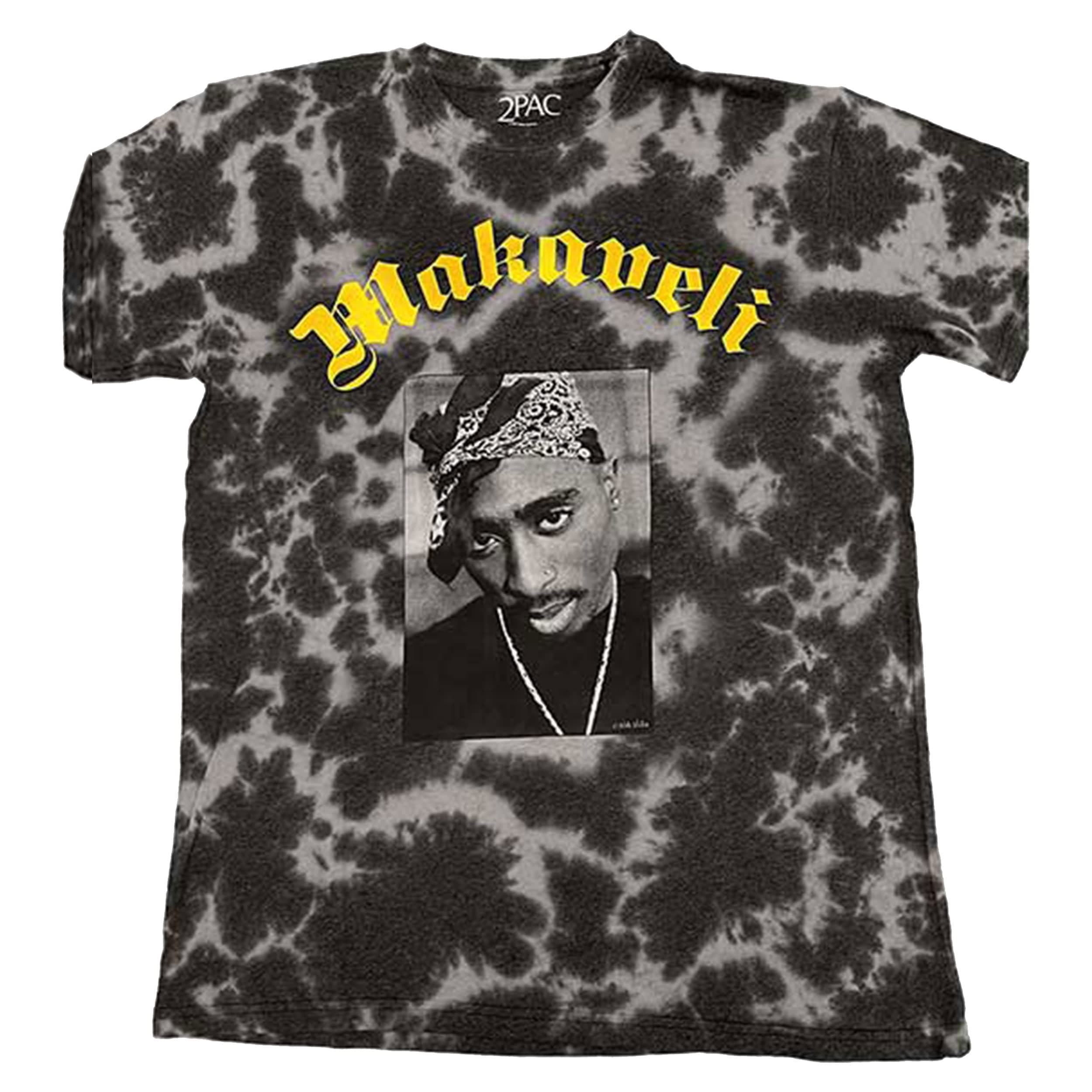 Makaveli 2 Piece Official Unisex Acid Wash Grey Logo T Shirt