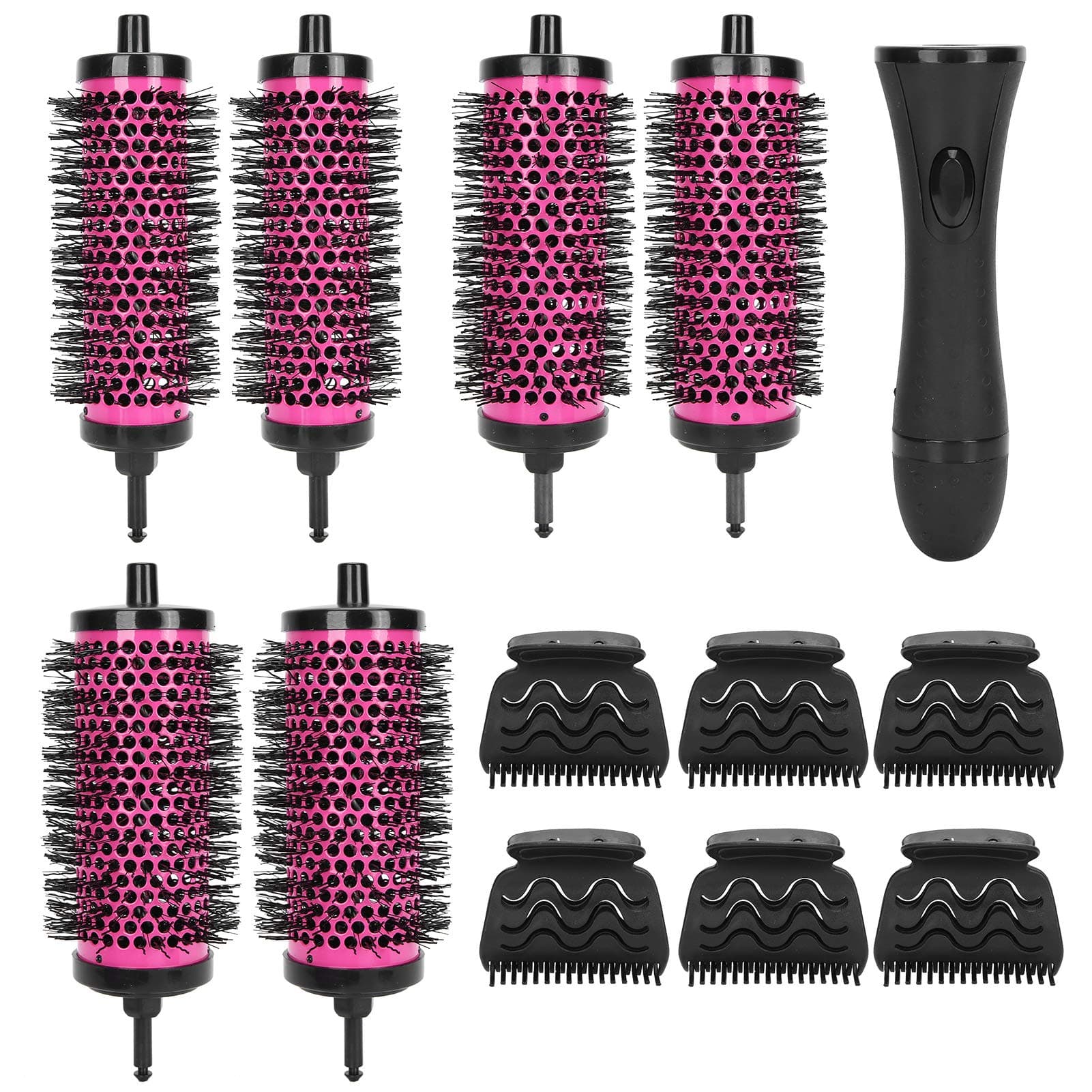 6PCS Round Hair Brush Set, Detachable Comb Barrels Blow Drying Barrel Hairbrush Curling Tool Set Round Thermal Brush Curling Brush Hairclips for Blowouts and Hairstyling