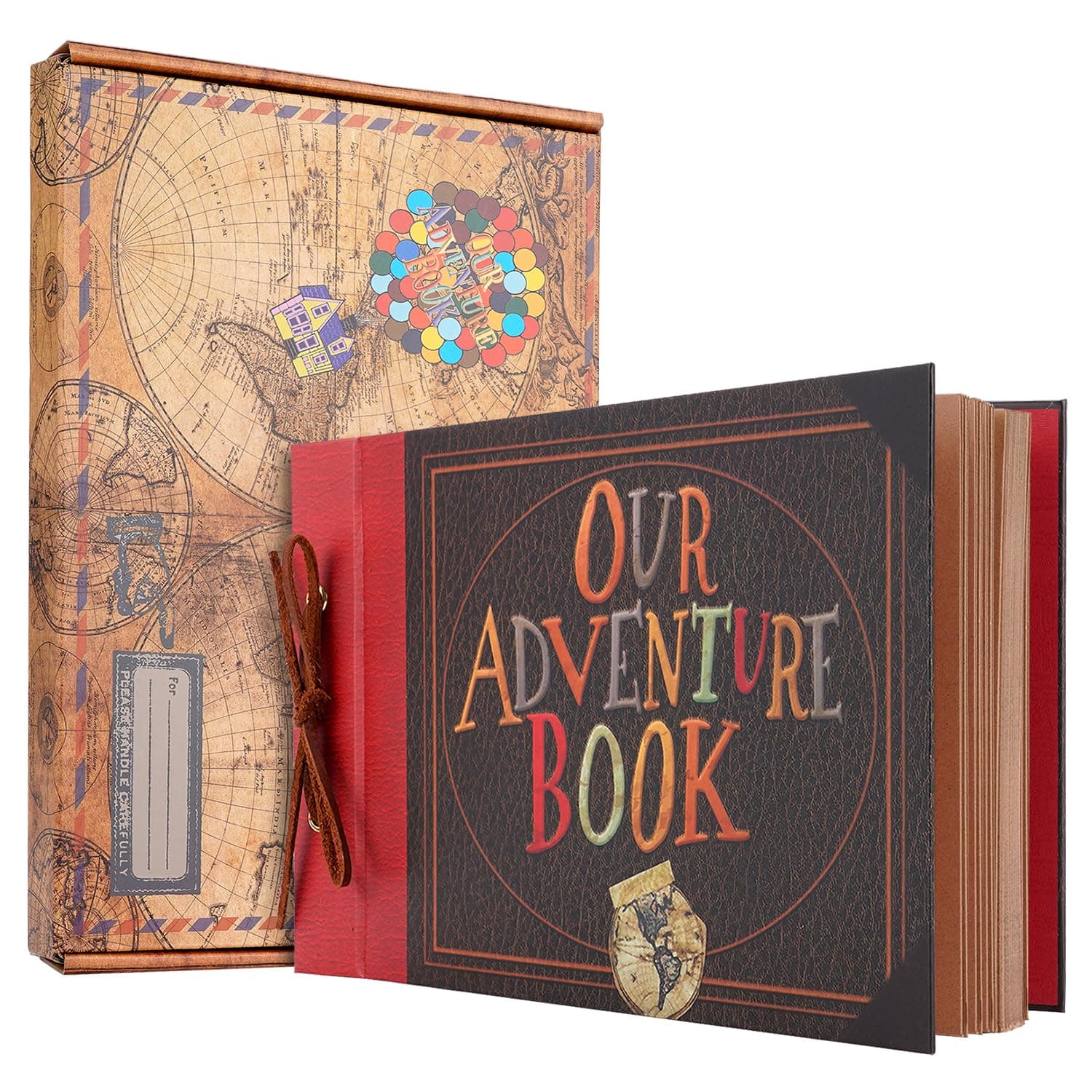 Our Adventure Book Scrapbook Photo Album,11.6x7.5 Inches 80 Pages Up Scrapbook Photo Album 3D Embossed Words Hard Cover Memory Books for Mothers Day,Anniversary,Valentine's Day Gifts (A)