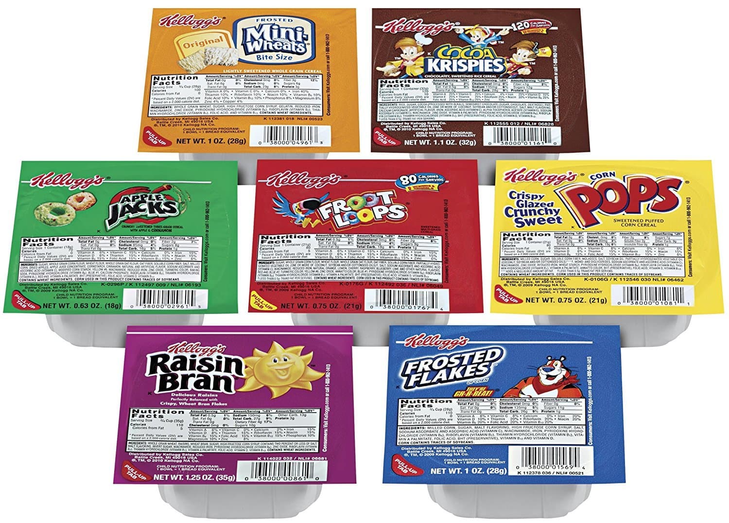 Kellogg's Portable Cereal Variety Pack - 9 Assorted Flavors Family Favorite Breakfast Cereals, 96 Count, Set