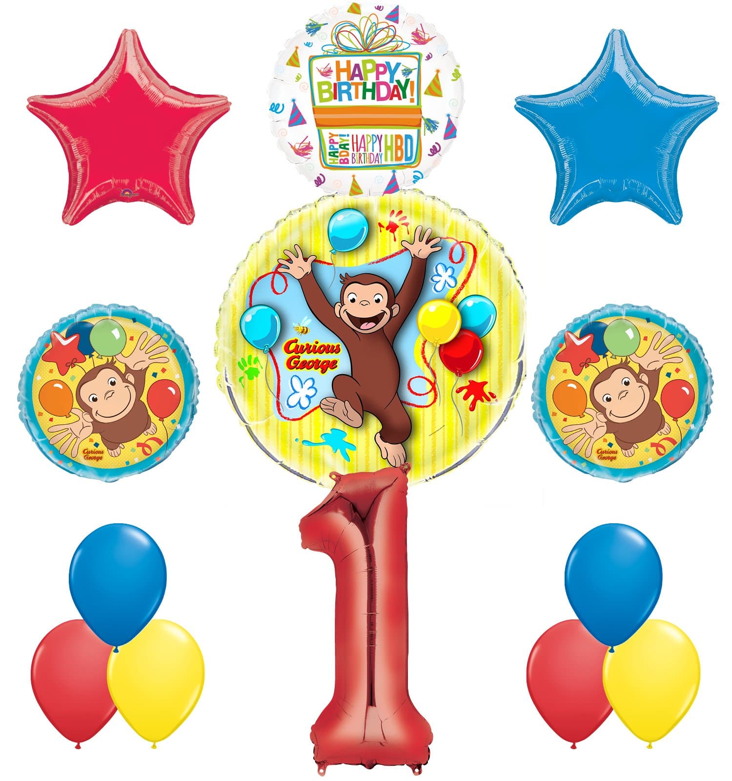 Curious George 1st Birthday Party Supplies Balloon Bouquet Decorations