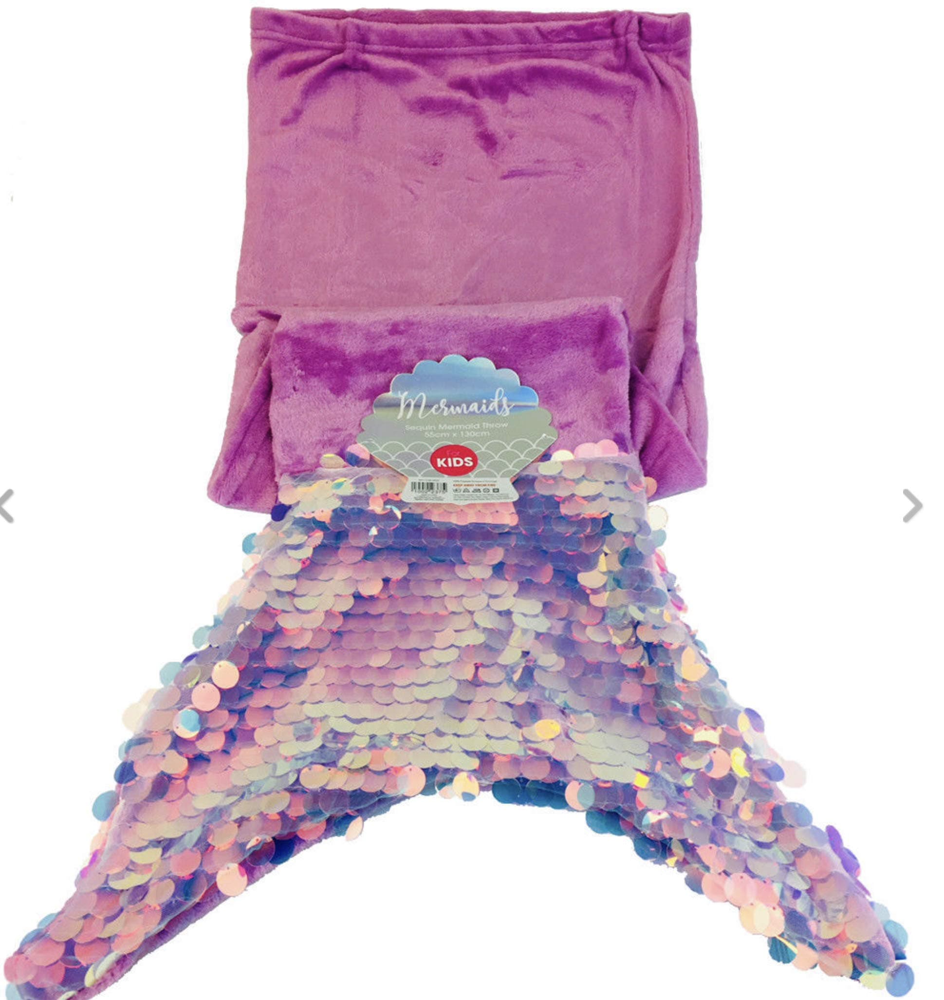 OLB Kids Child Mermaid Sequin Detail Tail - Soft Fleece throw blanket 55cm x 130cm purple