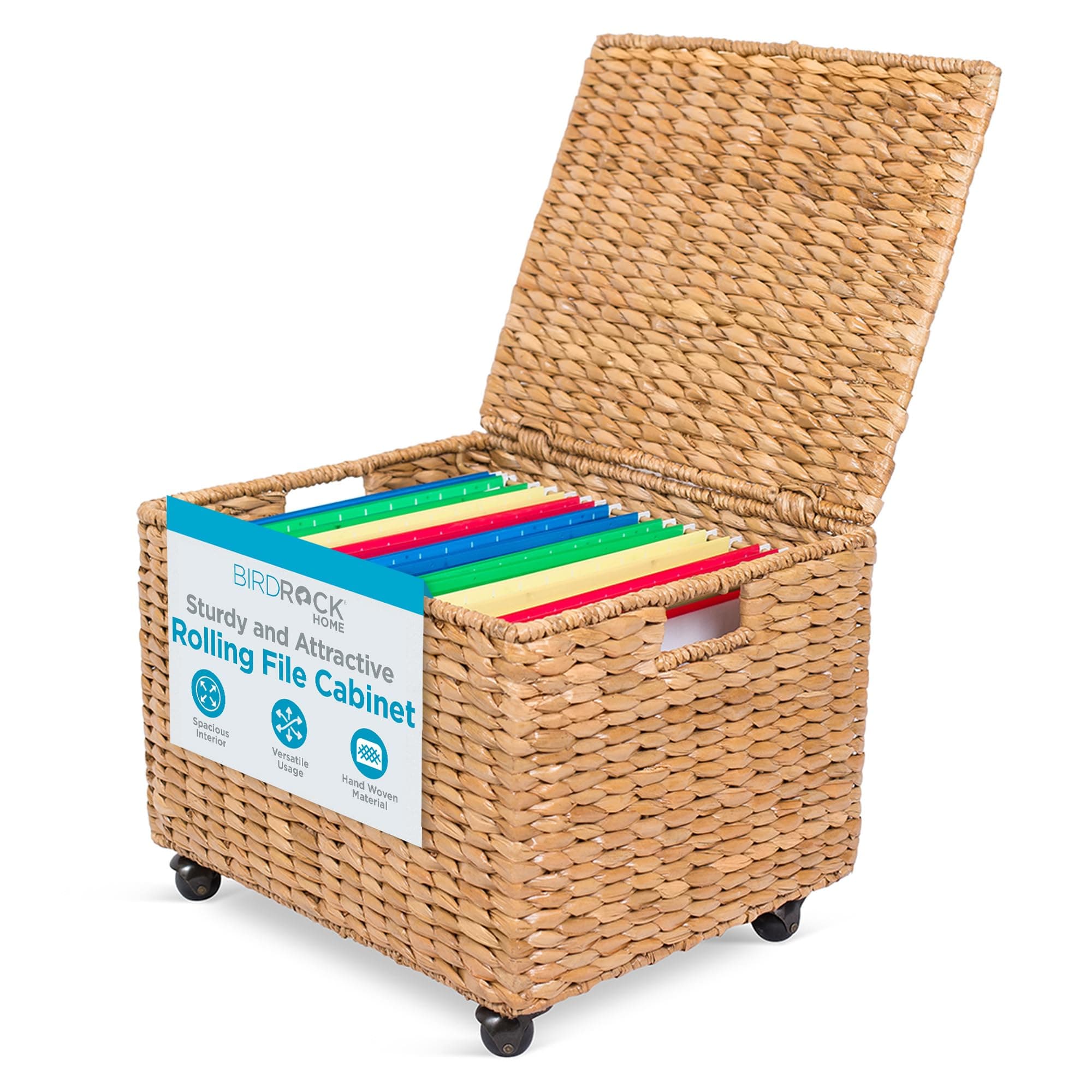 BIRDROCK HOMESeagrass Rolling File Cabinet | Office Storage | Home | Natural