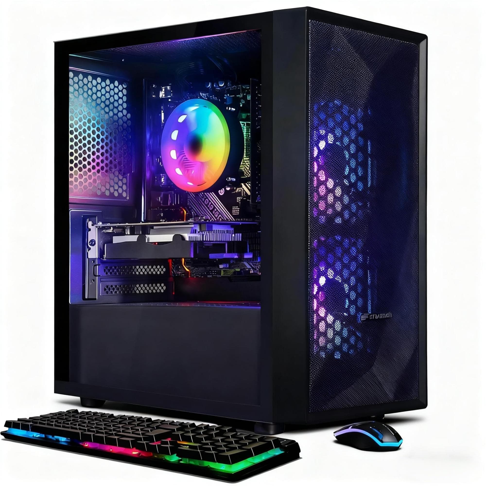 STGAubron Gaming PC Desktop Computer, Intel Core i5 up to 3.7GHz, GeForce RTX 2060 6G, 16G RAM, 512G SSD, WiFi 6, BT 5.0, RGB Fan x2, Windows 11 Home