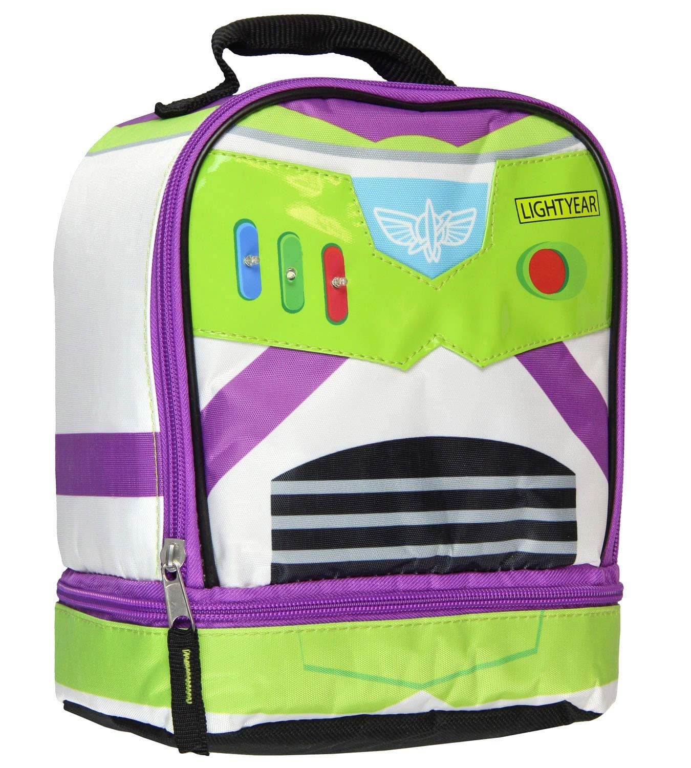 Accessory Innovations Toy Story Buzz Lightyear Dual Compartment Insulated Light Up Lunch Bag Tote