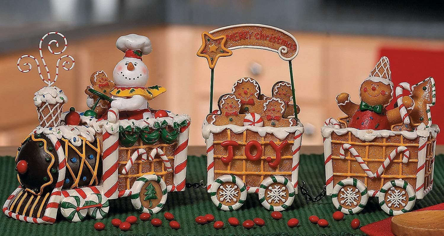 The Gingerbread Express Train - 3 Piece Set - Christmas or Festive Home Decoration