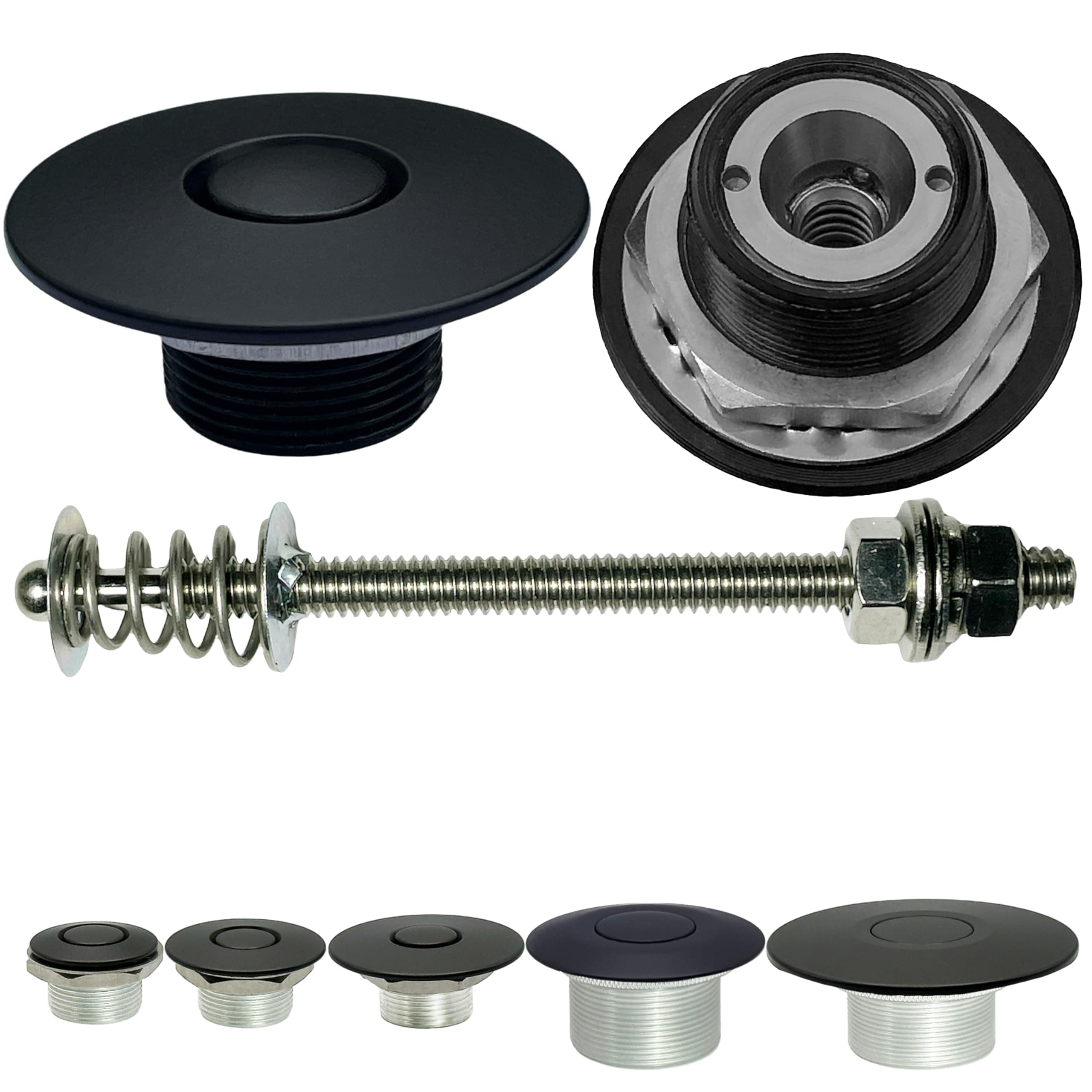 1.5" Round Black Pro Series Quick Release Latch, 4" Stud, Made in USA, Powder Coated, 400 Lbs Strength