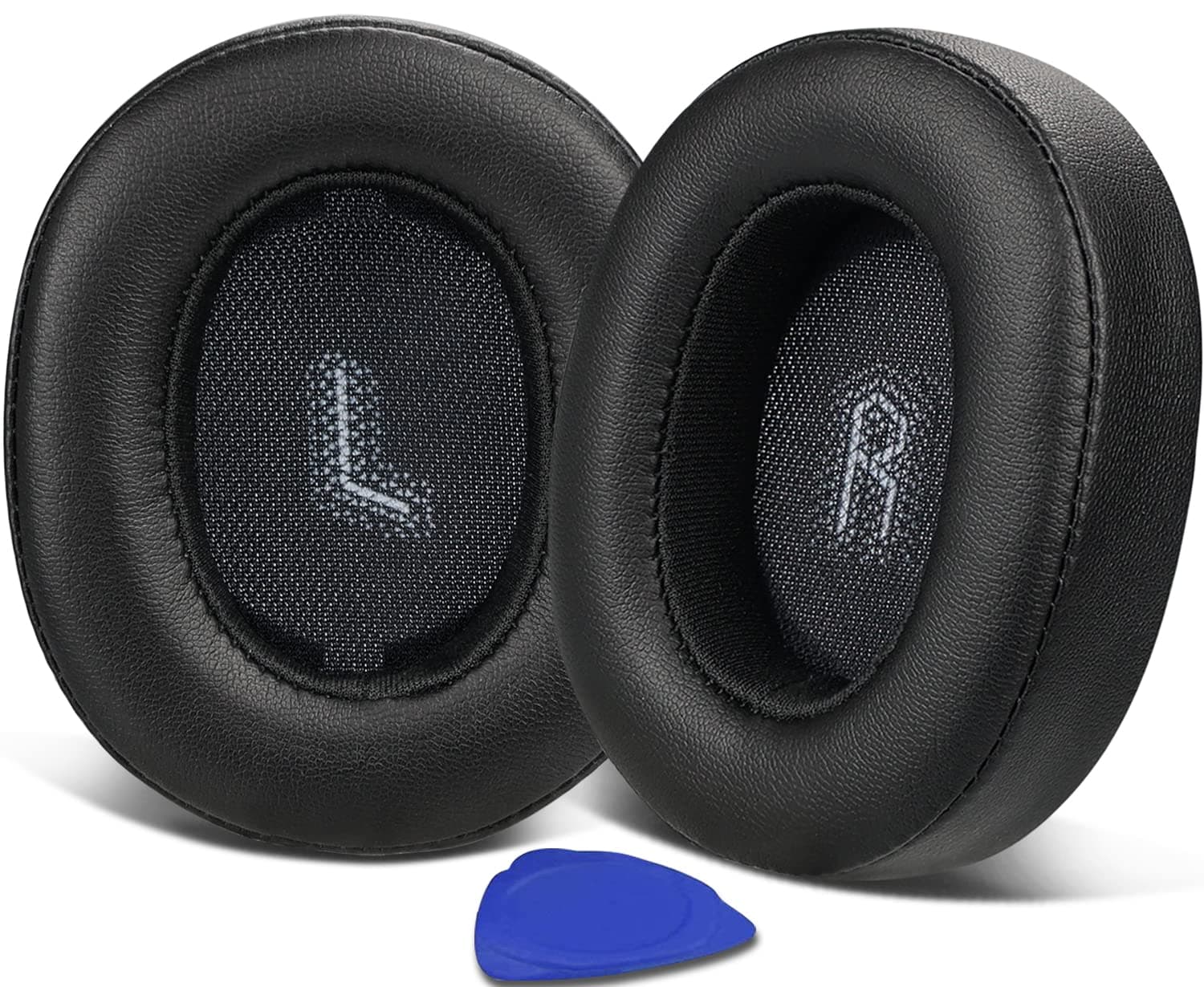 SOULWIT Replacement Earpads for JBL E55BT(E55 BT) Over-Ear Wireless Headphones, Ear Pads Cushions with Softer Protein Leather, Noise Isolation Memory Foam-Black