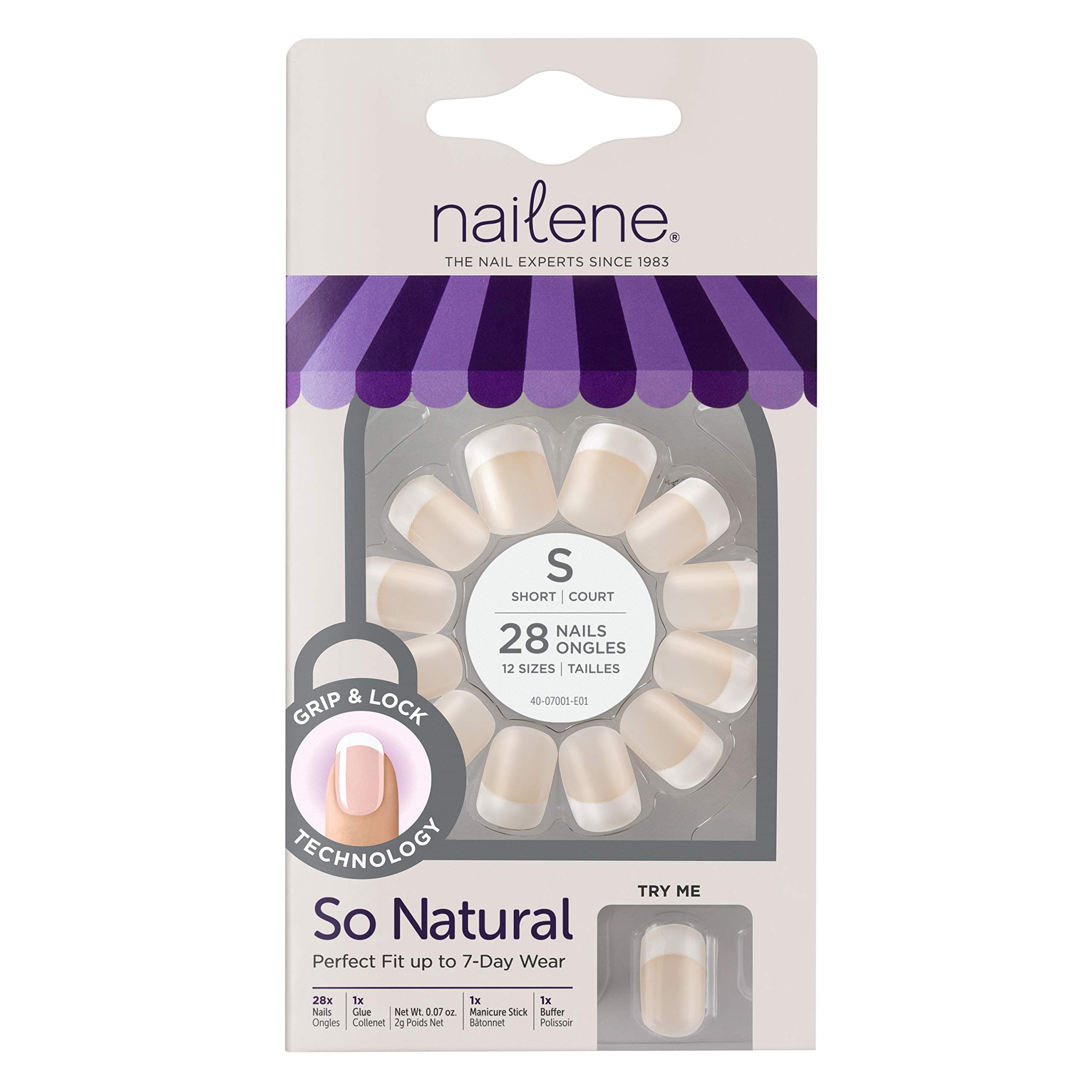 Nailene So Natural Everyday Nails, Natural Look, Short, Pink French