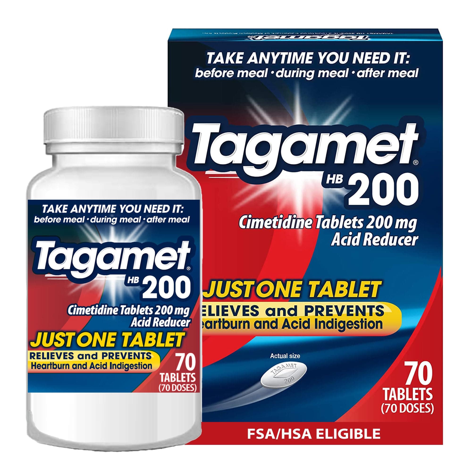 Tagamet HB 200 mg Cimetidine Acid Reducer and Heartburn Relief, Relieves and Prevents Indigestion, 70 Count