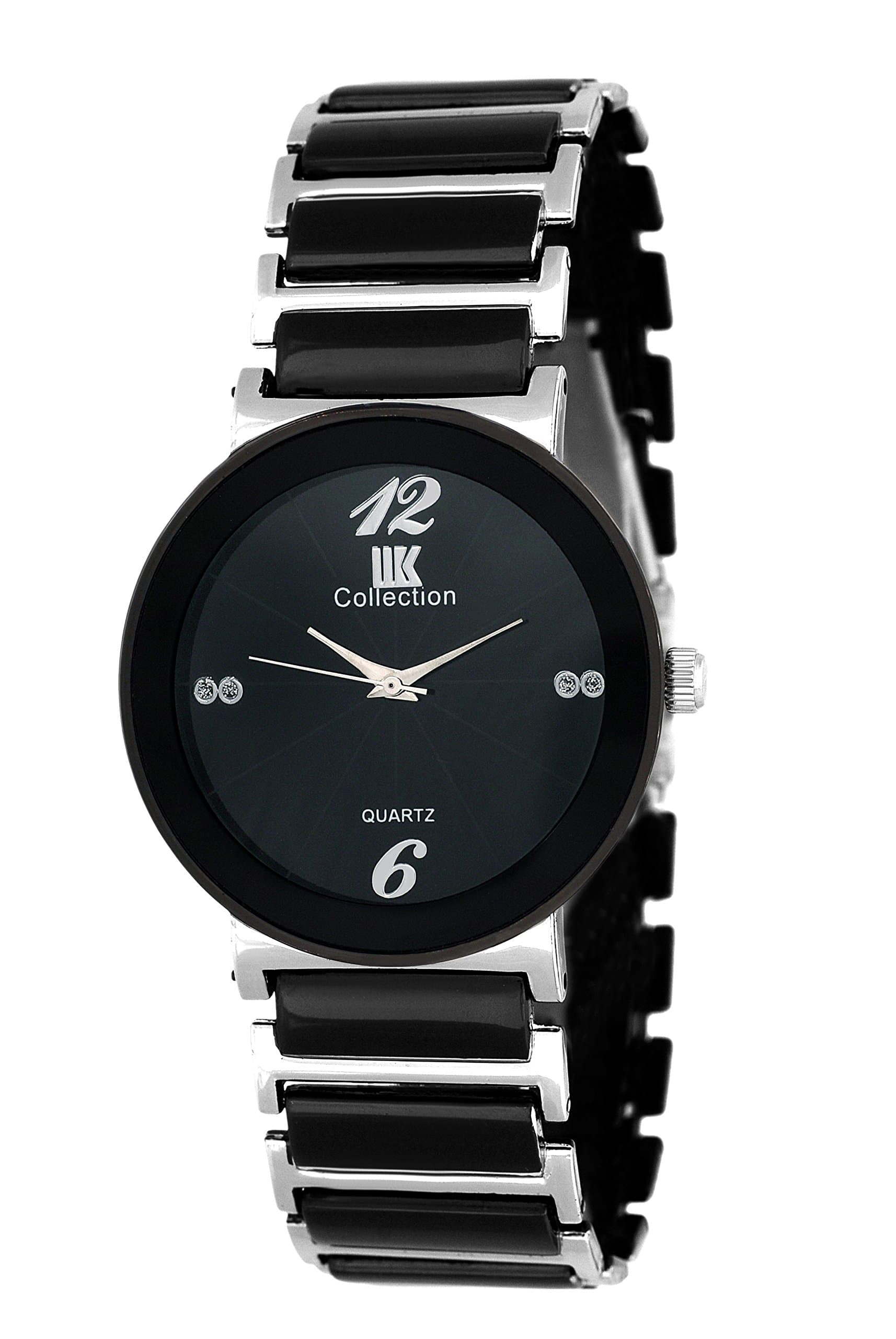 Watches for Men Round Stone Studded Formal Dial |Analogue Quartz Movement Mens Watch |Long Battery Life| Adjustable Bracelet Chain Strap |Double Push Safety Clasp Watches for Boys.