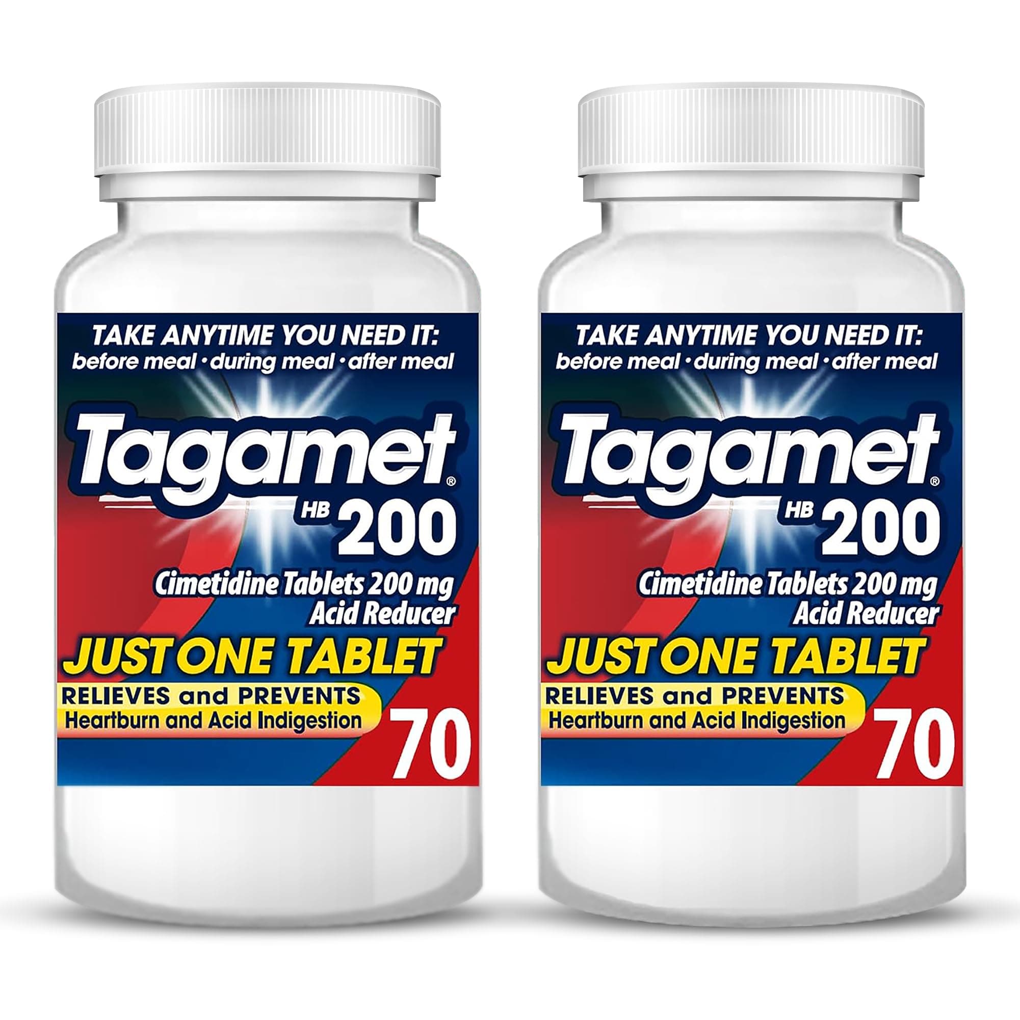 Tagamet HB 200 mg Cimetidine Acid Reducer and Heartburn Relief, 70 Count (Pack of 2)