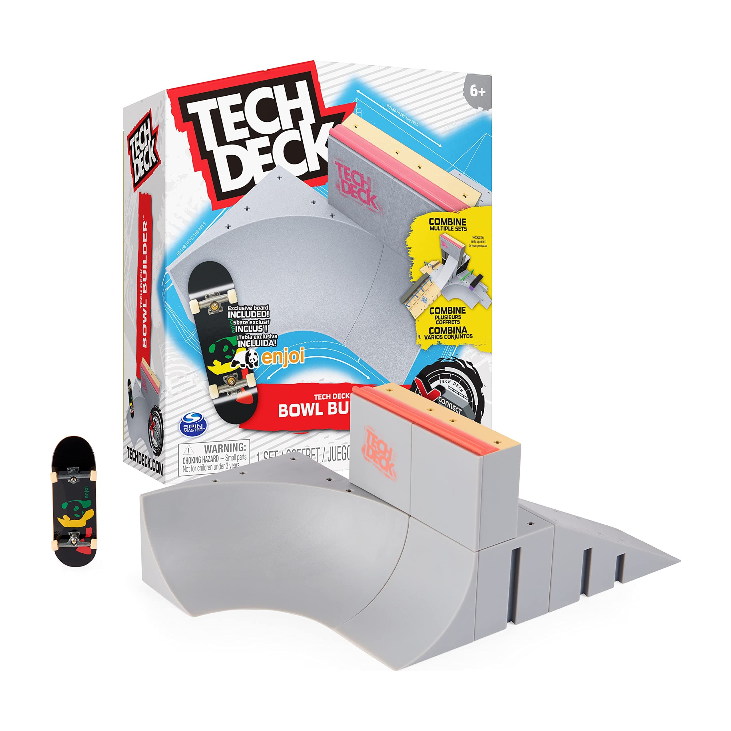 Bowl Builder X-Connect Park Creator, Customizable and Buildable Ramp Set with Exclusive Fingerboard, Kids Toy for Ages 6 and up