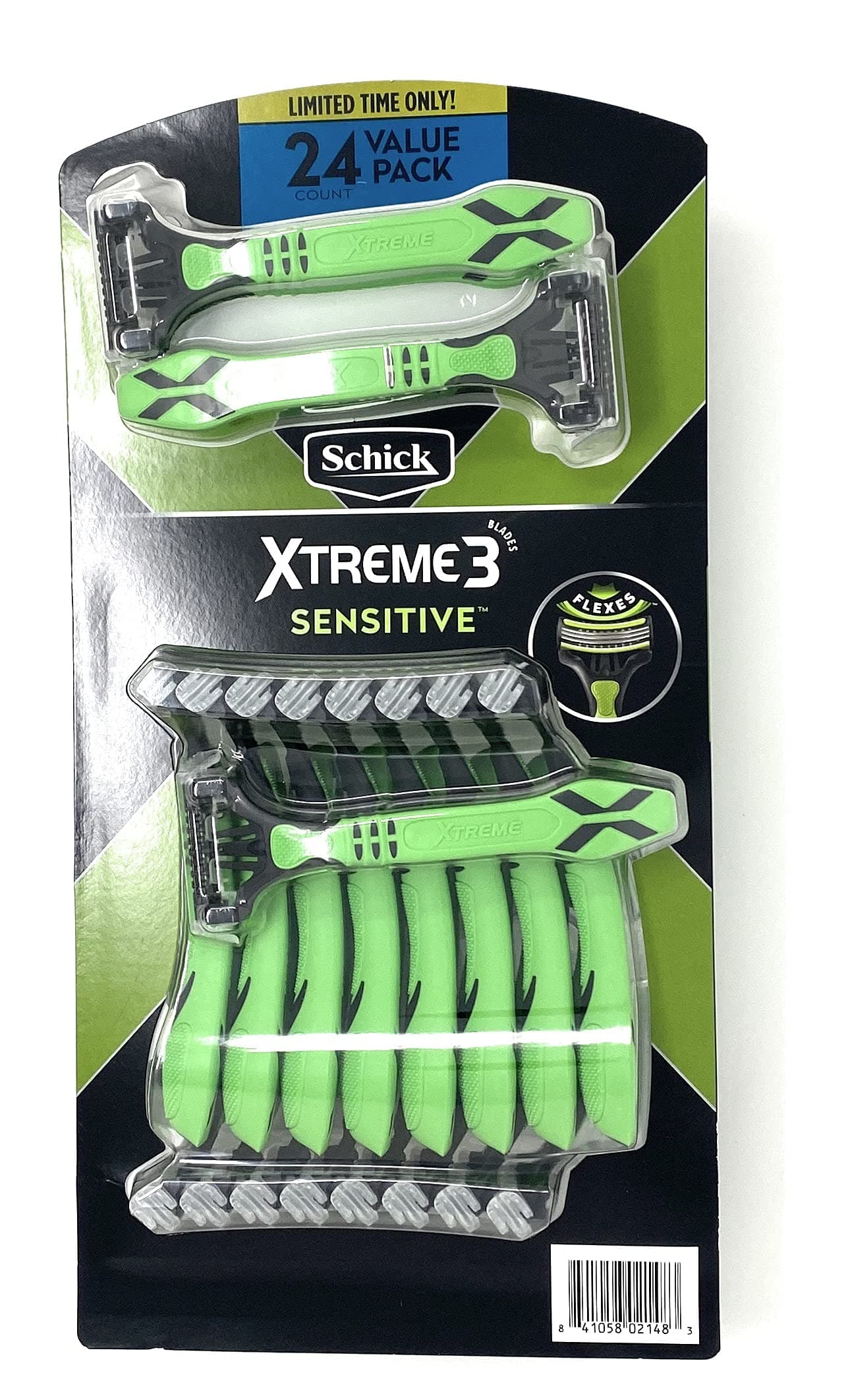 SchickXtreme 3 Sensitive Skin Razors 24-Pack - Flexible Blades with Aloe Fights Razor Burn