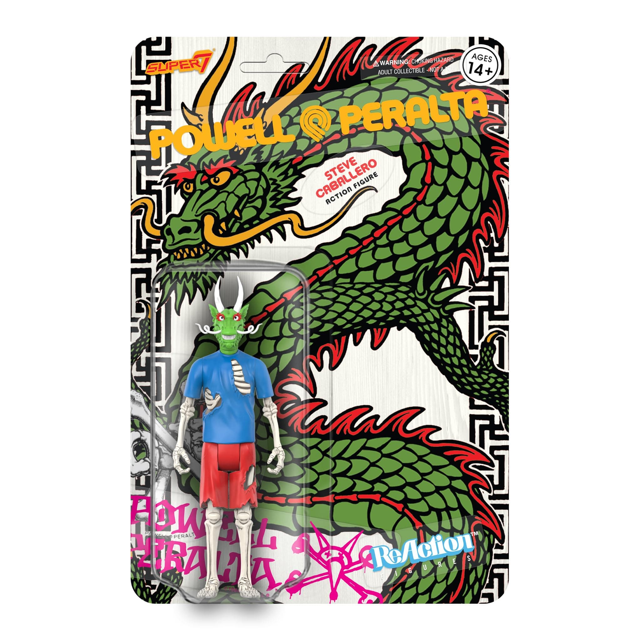 Steve Caballero Chinese Dragon (Recolor) - 3.75" Powell-Peralta Action Figure Classic Skateboard Collectibles and Retro Toys