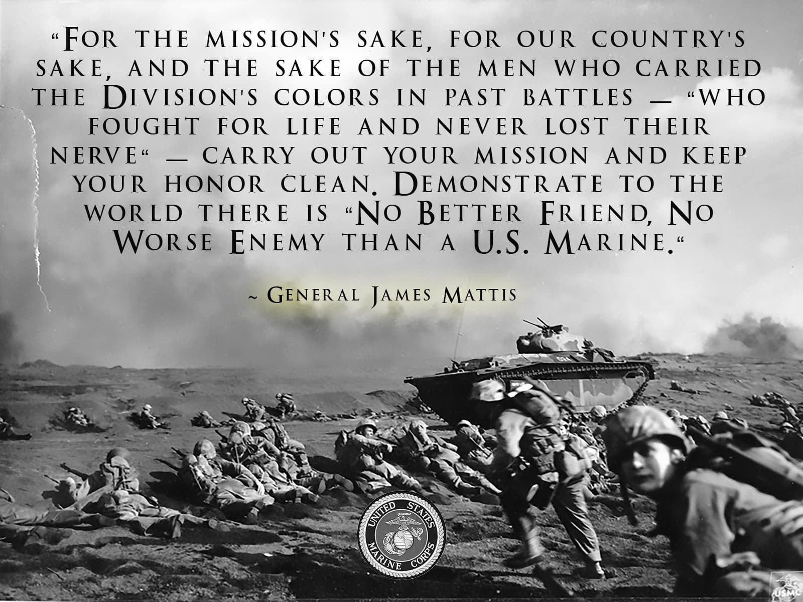 USMC Motivation Poster General James Mattis 18x24 (IwoJima16)