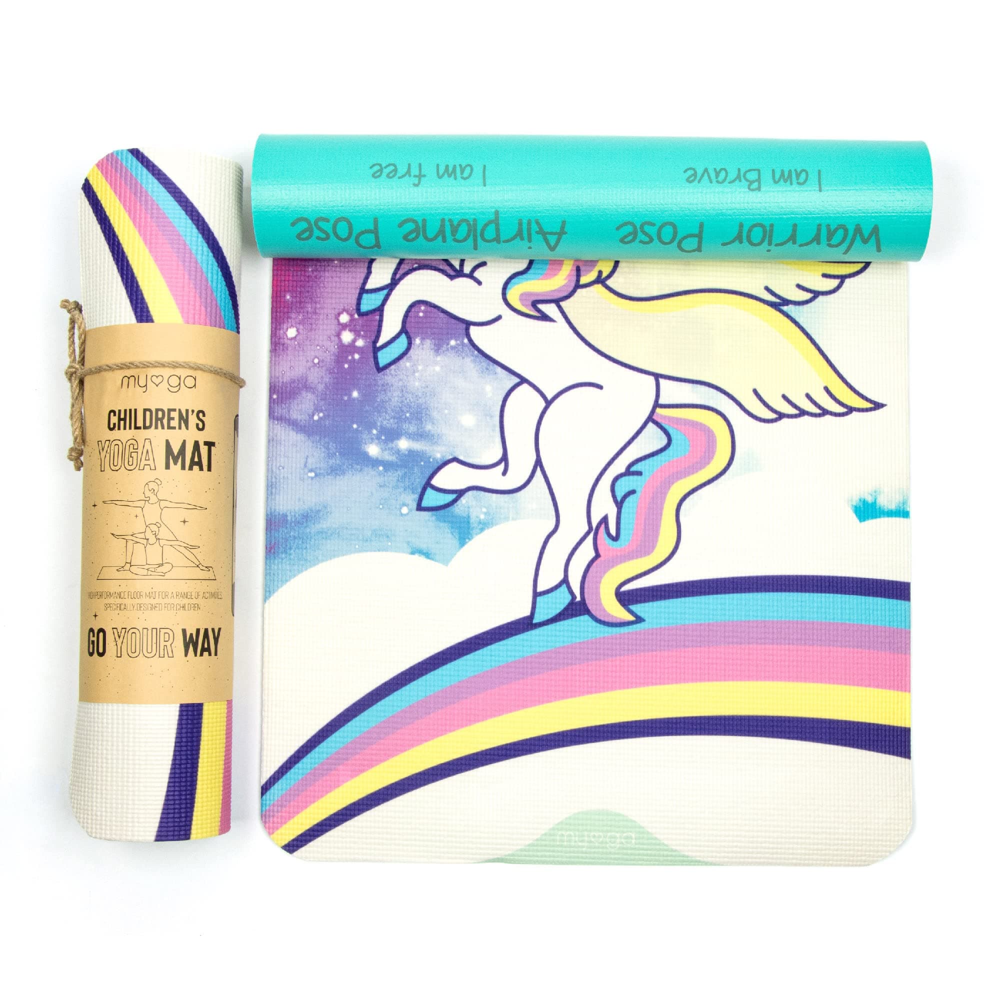 Myga Childrens Yoga Mat,Eco-Friendly Printed Yoga, Exercise and Fitness Mat for Kids,Features 8 Yoga Poses on the Reverse,Non-Slip, Extra Grip and Multi-Purpose Mat