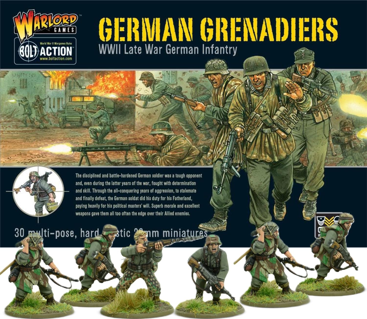 Warlord Games Bolt Action German Grenadiers Late War Infantry 1:56 WWII Military Wargaming Figures Plastic Model Kit