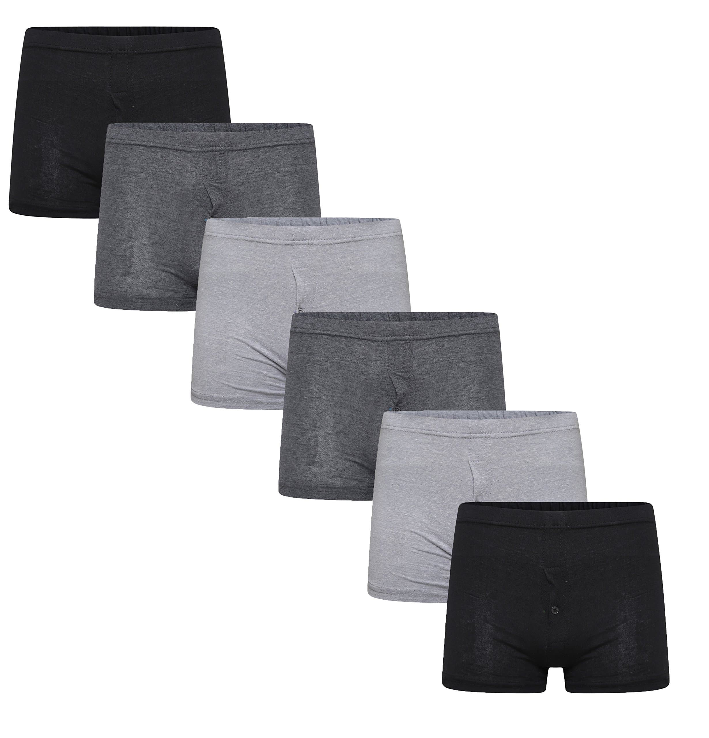 6 Pairs Men's Plain Jersey Boxer Shorts Underwear, Classic Cotton Rich Boxers