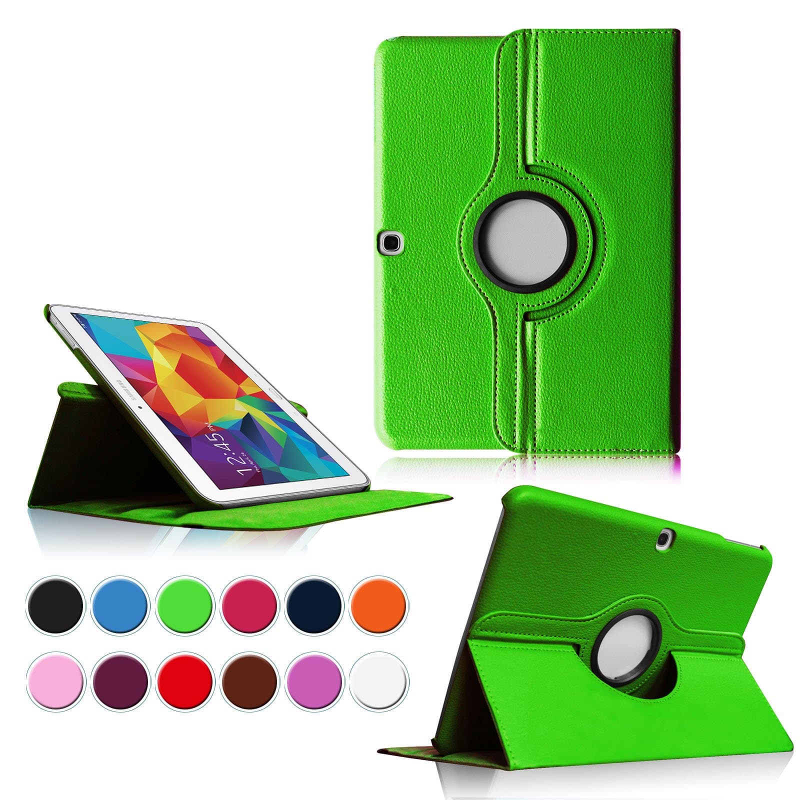 Intellishop Online (GREEN) 360 Rotating Leather Stand Case Magnetic Wake/Sleep Cover for Samsung Galaxy Tab 4 10.1 SM-T530NU 10.1-Inch Tablet