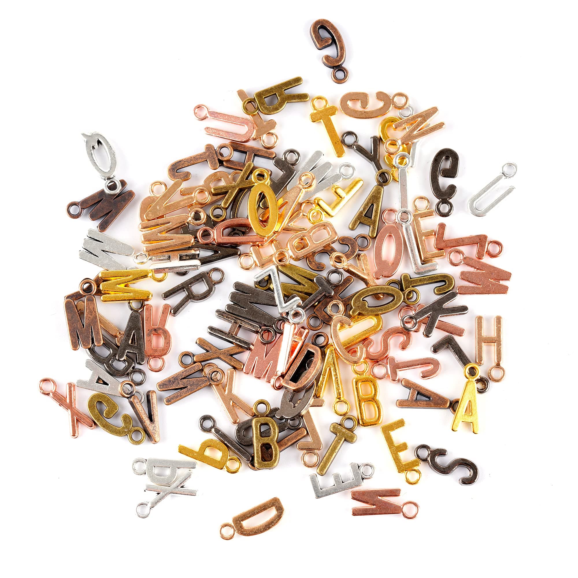 DAGUANZHI 208Pcs/8 Sets Alphabet ABC Letter Charms A-Z Charms 8 mm Alloy Crafts Letter Charms Double Sided Initial Pendant for DIY Bracelet Necklace Pendants Christmas Jewelry Making (8 Colors )