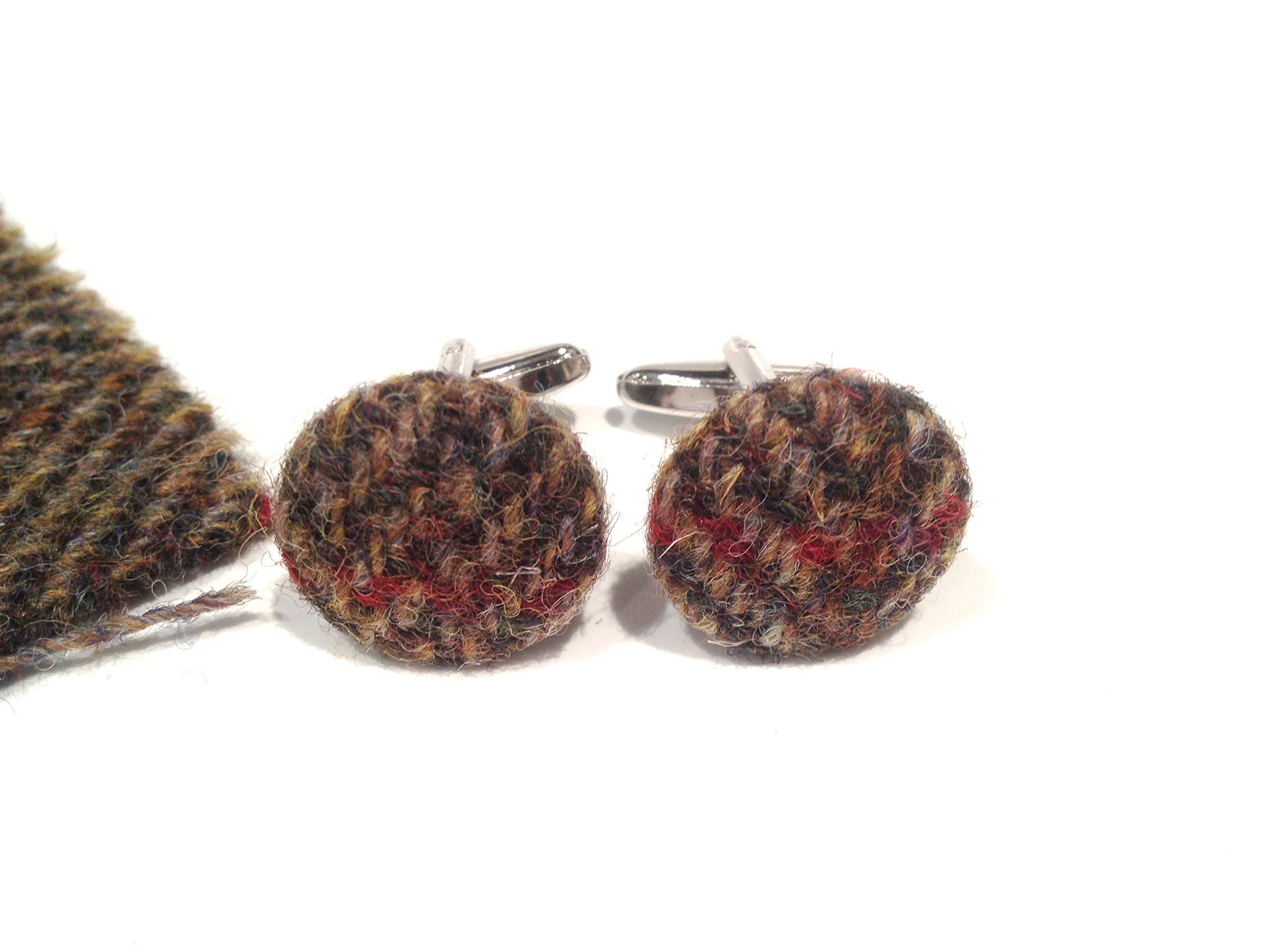 Hand Made cufflinks with Harris Tweed , James Bond Tweed Cufflinks,wedding cufflinks, groomsmen Personalised wedding - supplied in gift pouch,HB310-B5