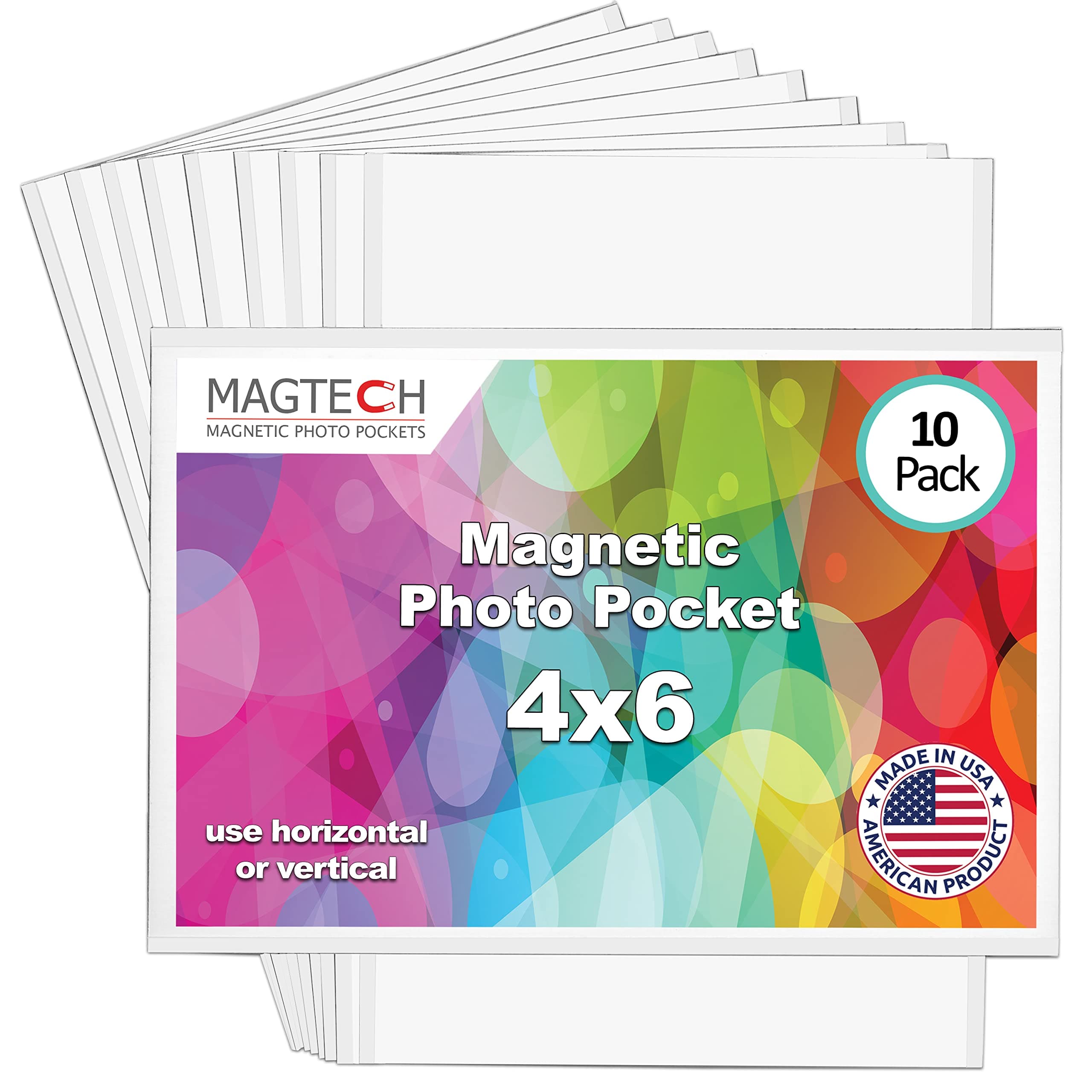 Magtech Magnetic Pocket Picture Frame, White, Holds 4 x 6 Inches Photos, 10, Made in the USA Pack (14610)