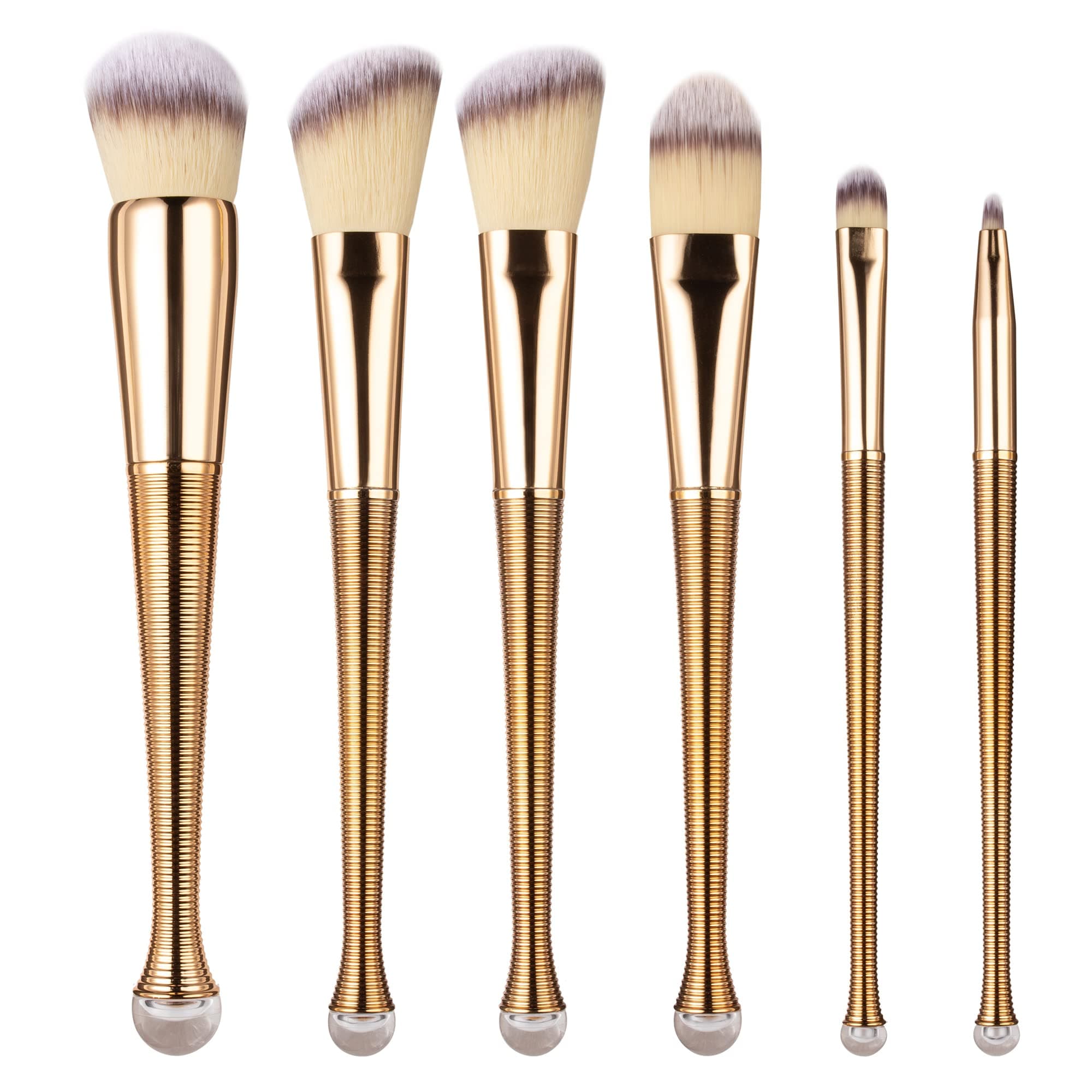 LaRoc 6pc Gold Make Up Brushes Set | MUA Super Soft Makeup Brushes for Powder & Liquid Foundation, Blush, Concealer, Eyeshadow, Contour & Blending | Complete Make-Up Brush Sets