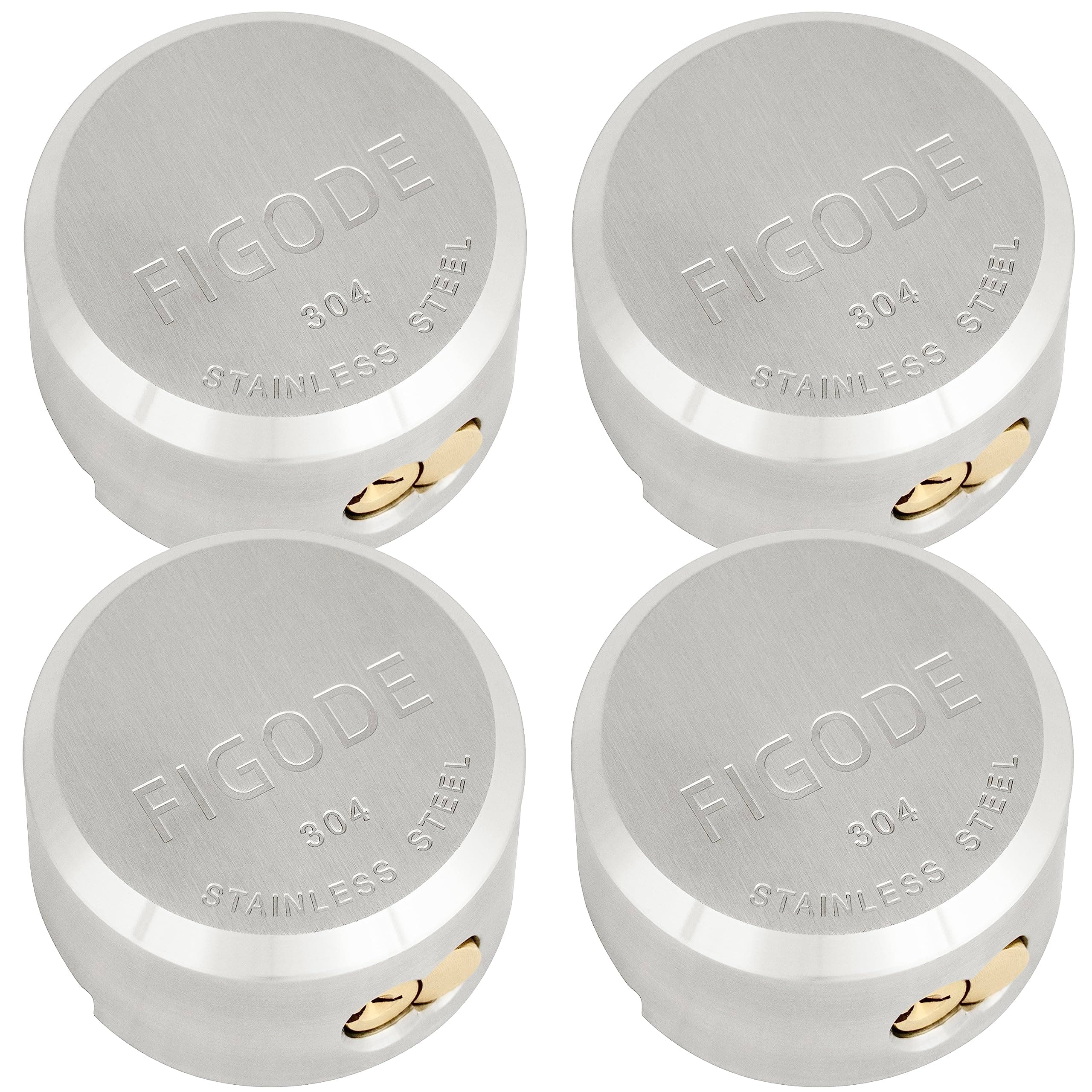FIGODE Stainless Steel Puck Lock, Heavy Duty & High Security Padlock, Military-Grade, Hidden Shackle Lock, 2-7/8 in. Wide, Trailer Door Lock. Weatherproof, 4 Padlocks Keyed Alike