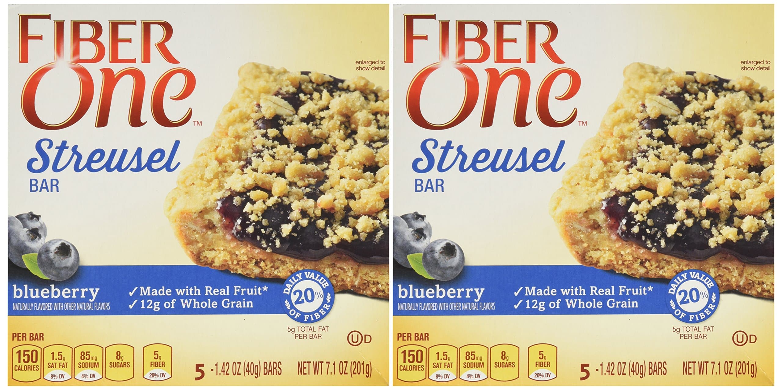 Fiber One Streusel Bar Blueberry 5-1.42 Bars Per Box - Pack of 2