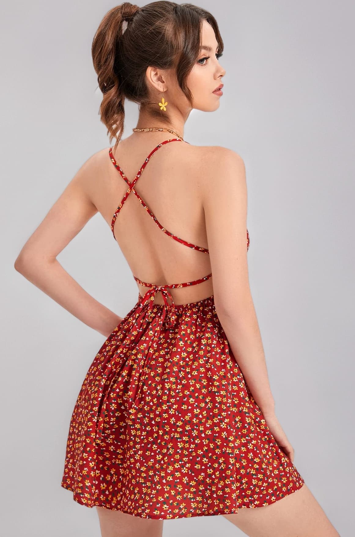 Aahwan Women's Dark Blue Midi Fit and Flare Dress