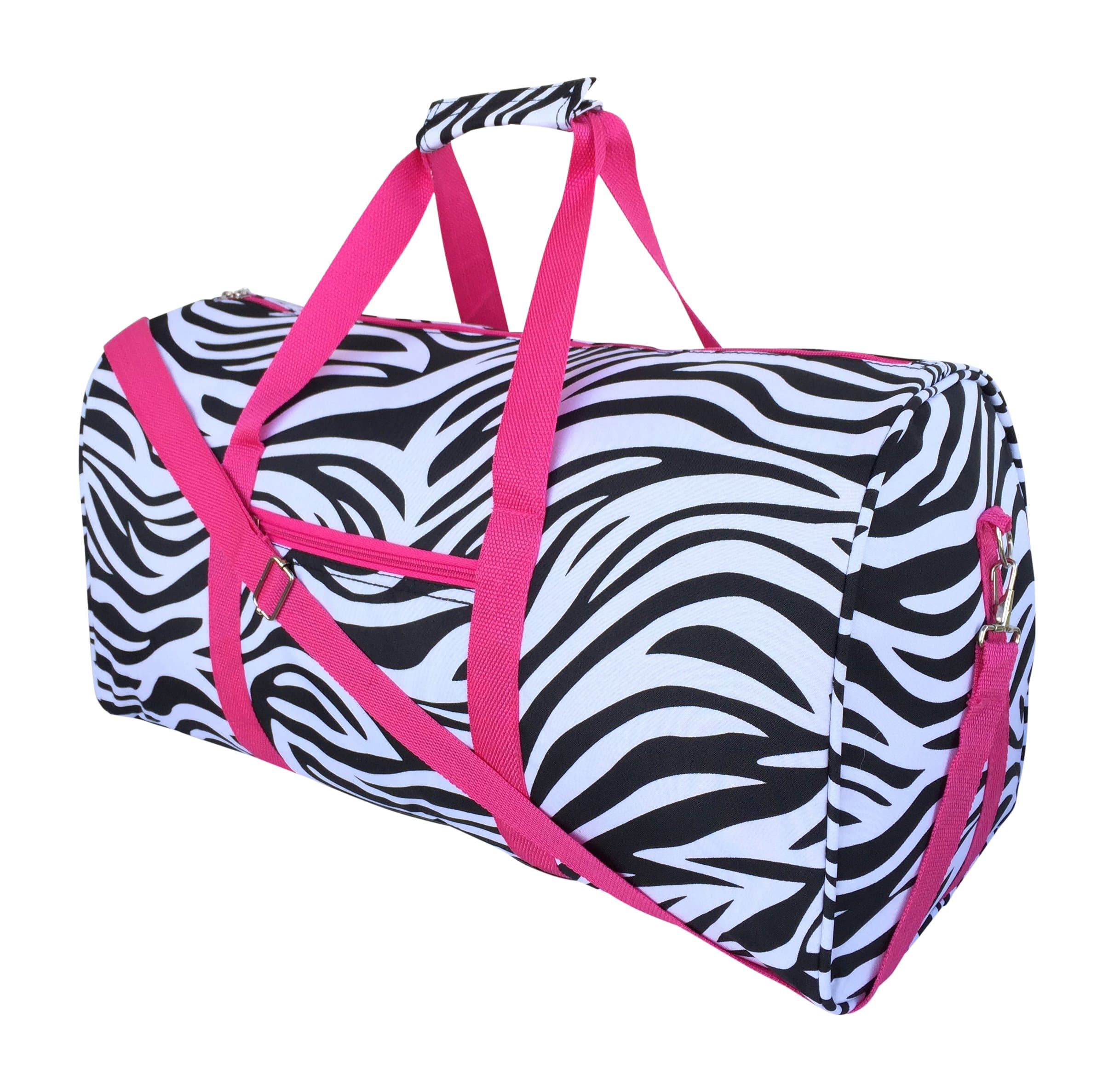 Fashion Travel Cheer Gym Duffle Bag 21" (Fuchsia Trim Zebra)