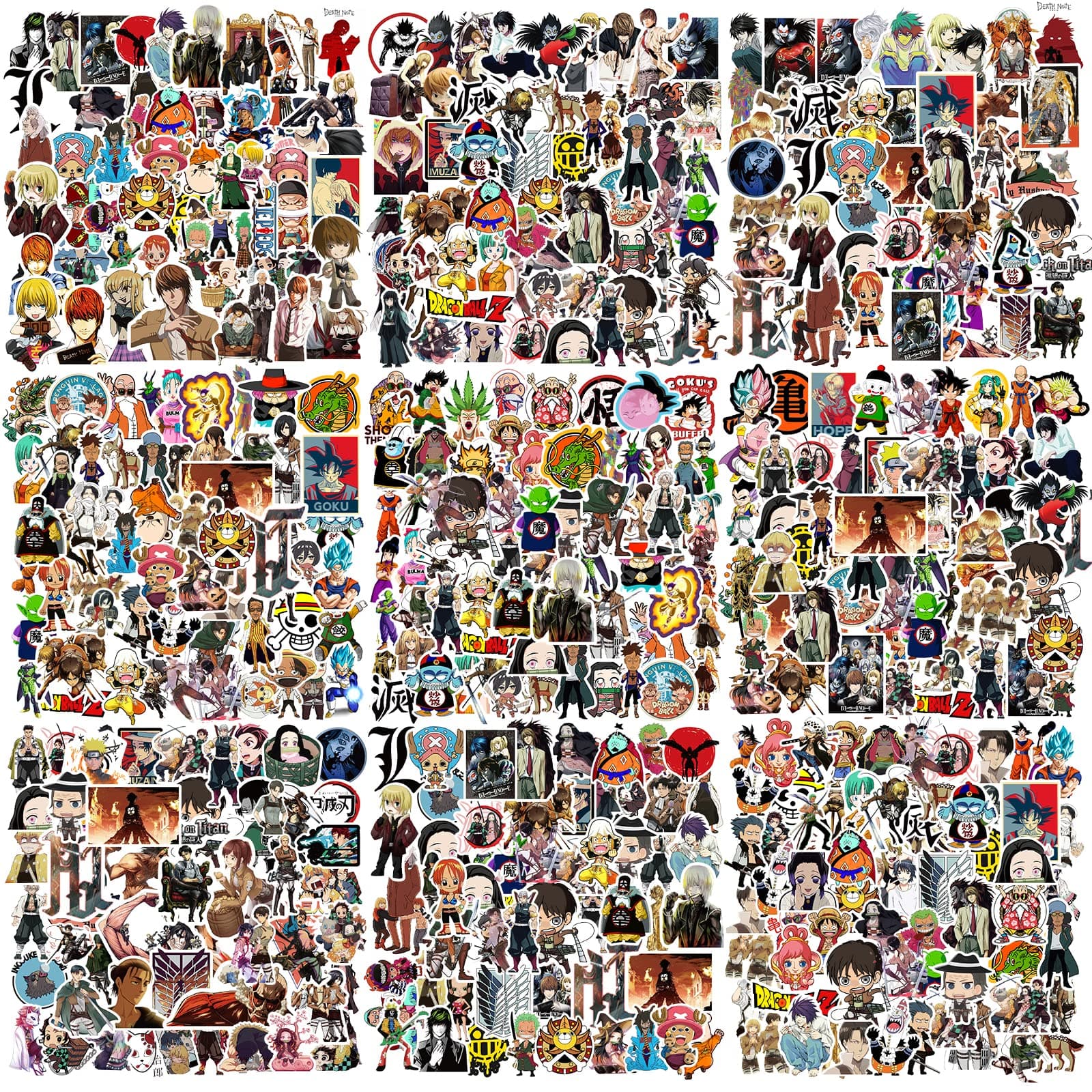 Arme Anime Stickers Mixed Pack,300Pcs Mixed with Classic Anime Theme Sticker Pack,Vinyl Waterproof Stickers and Decals for Bottles, Laptops, Skateboards and Notebooks, Stickers for Adults&Kids&Teens