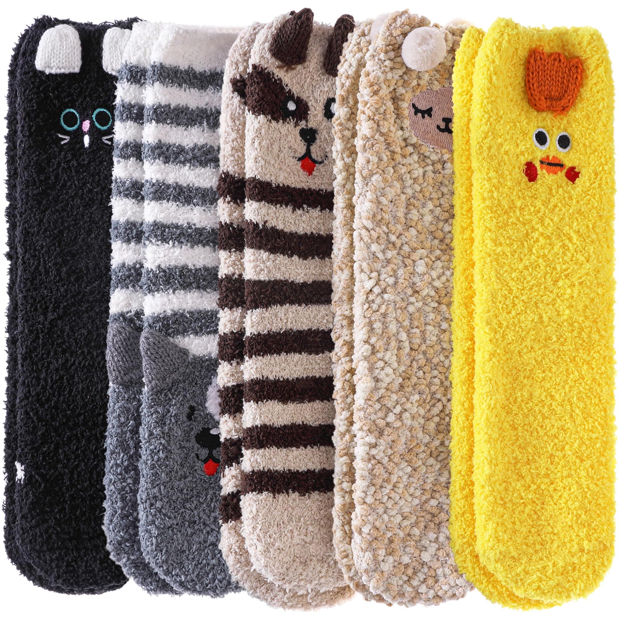 Fuzzy Socks for Women Soft Cozy Fluffy Winter Warm Slipper Socks Home Sleeping Animal Socks