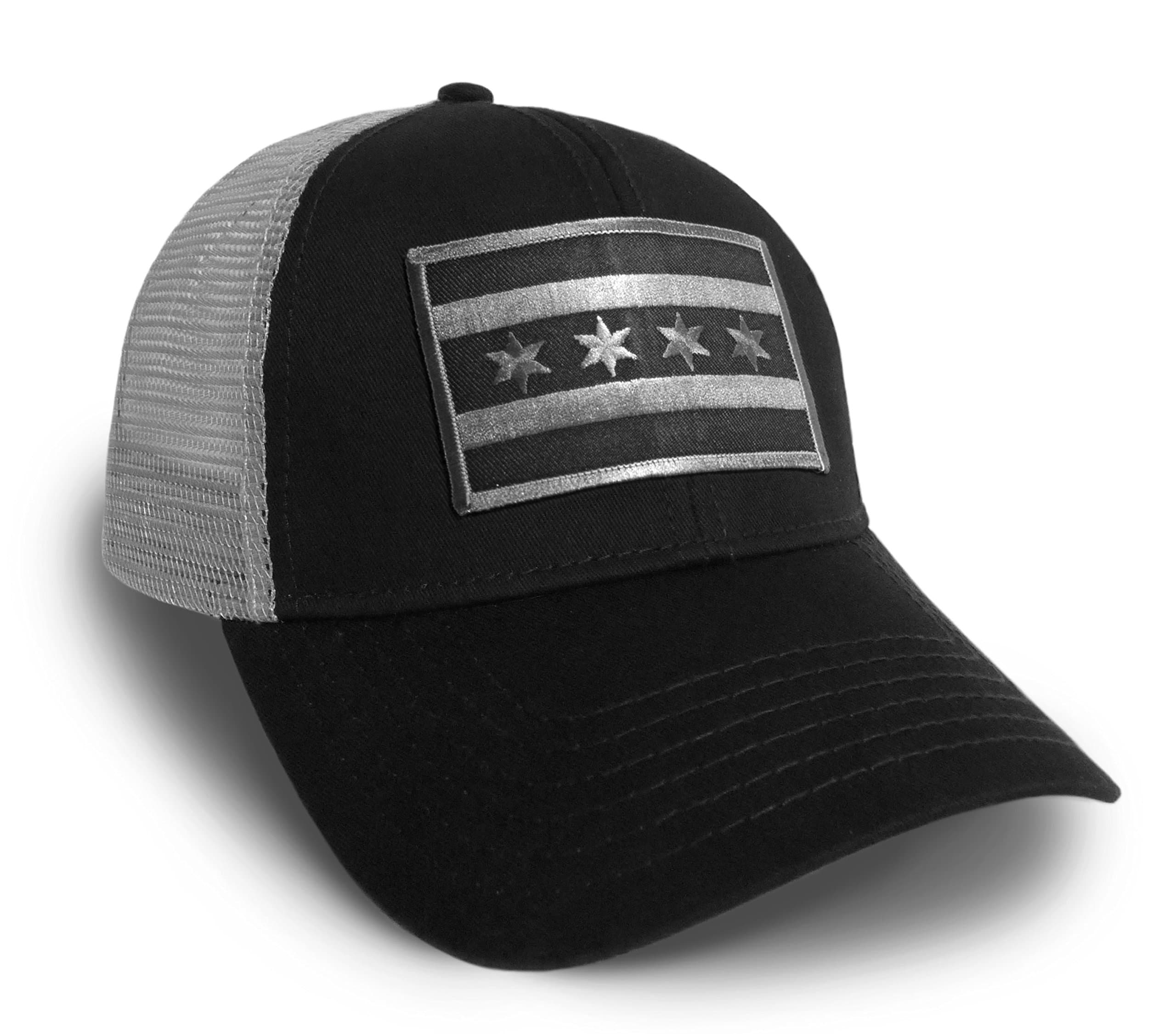 Strange Cargo Tees Chicago Flag Black and Grey Baseball Cap Hat