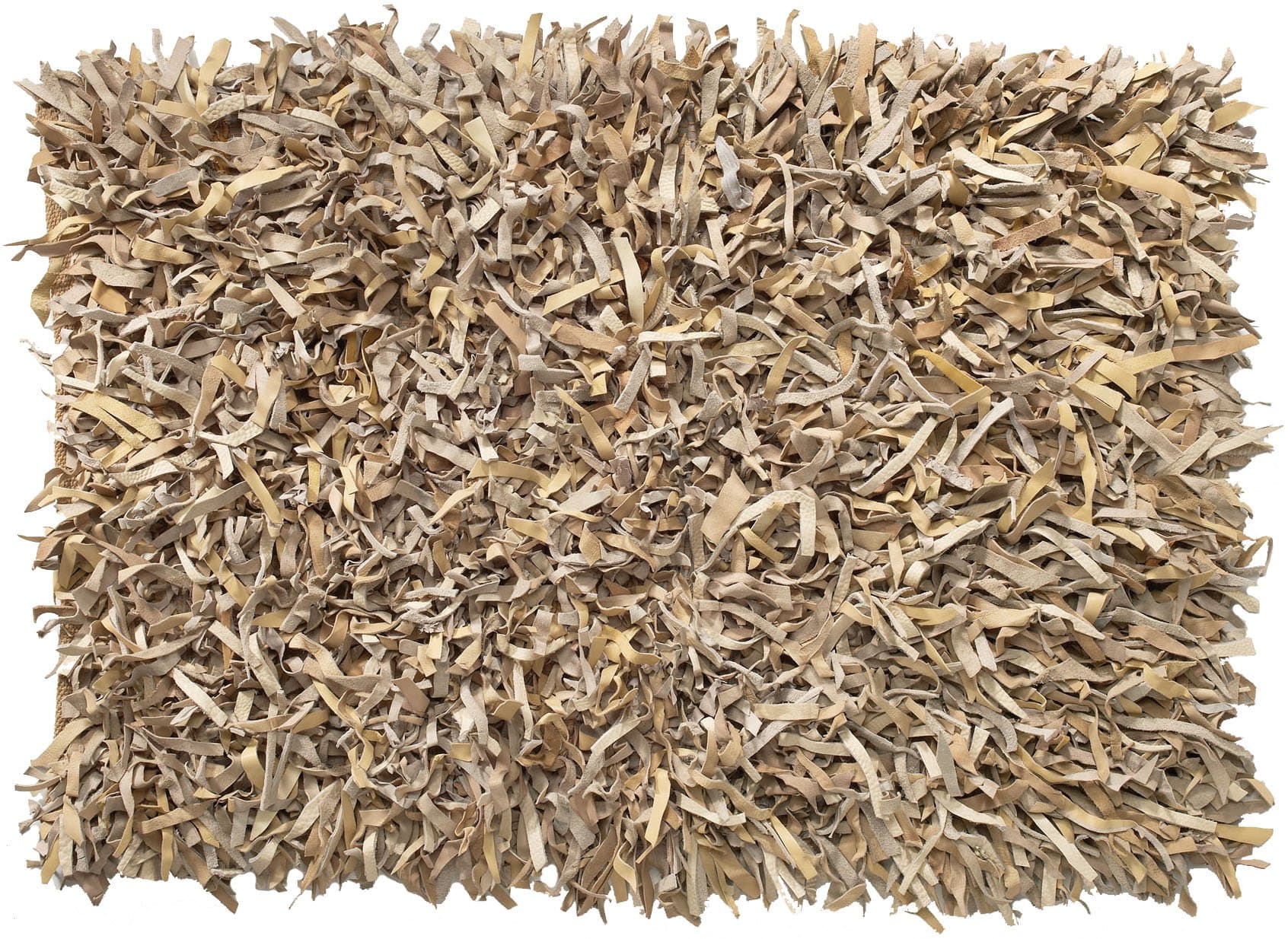 Extra Weave USA 5 by 8-Foot Leather Shag Rug, Buff