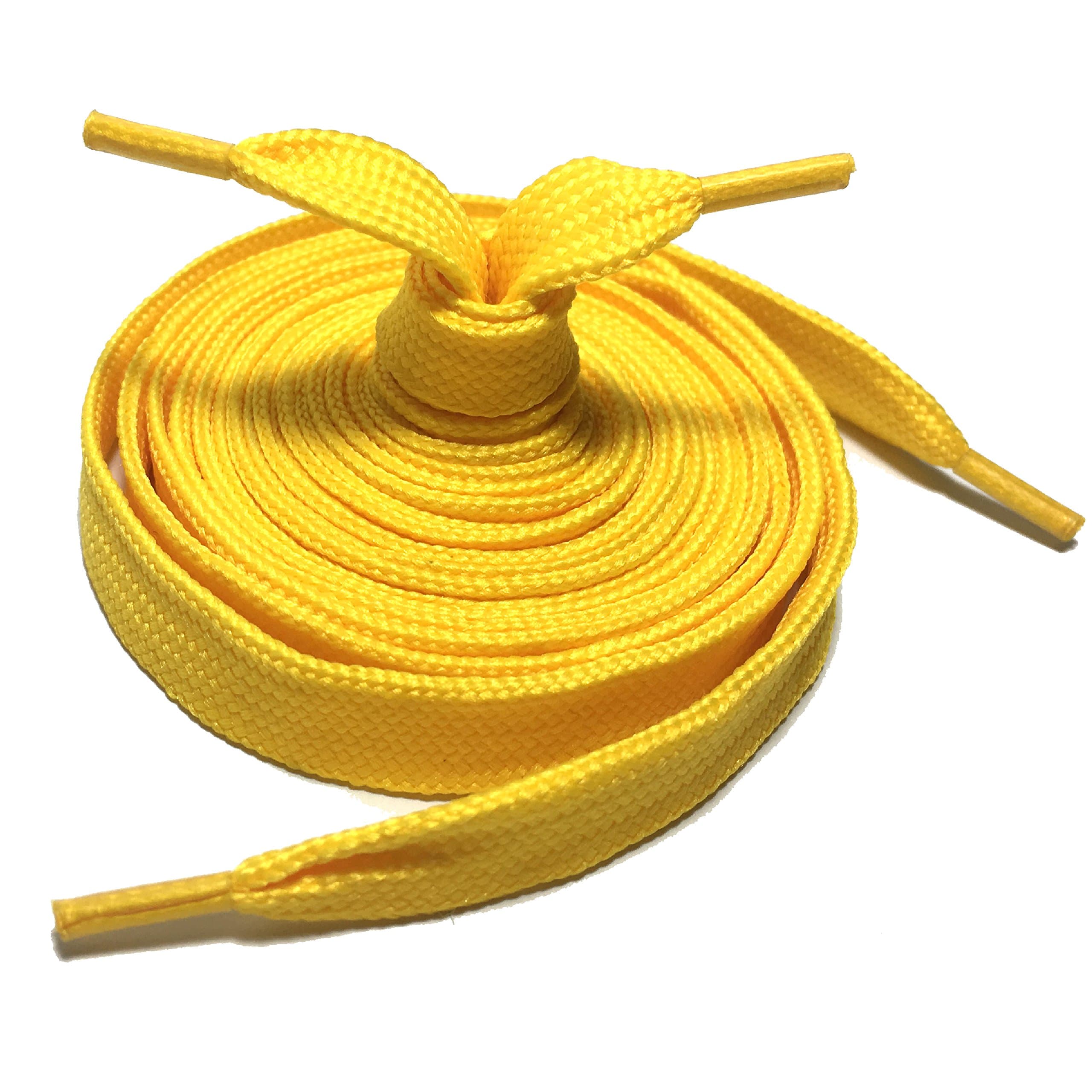 Flat Round Shoe Laces Boot Shoelaces: 75, 90, 110, 130, 150, 180cm Long. UK Seller (110cm, Yellow (Flat))