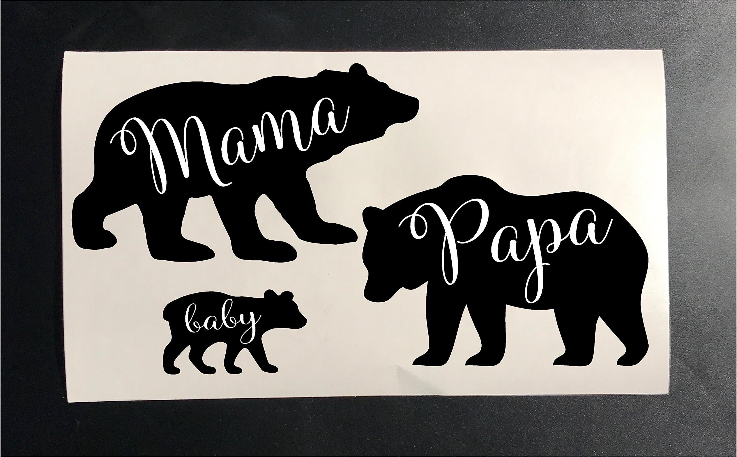 Epic DesignsMama Bear Papa Bear Baby Bear Iron on Heat Transfer Stencils for Shirts Clothes Set (Black)
