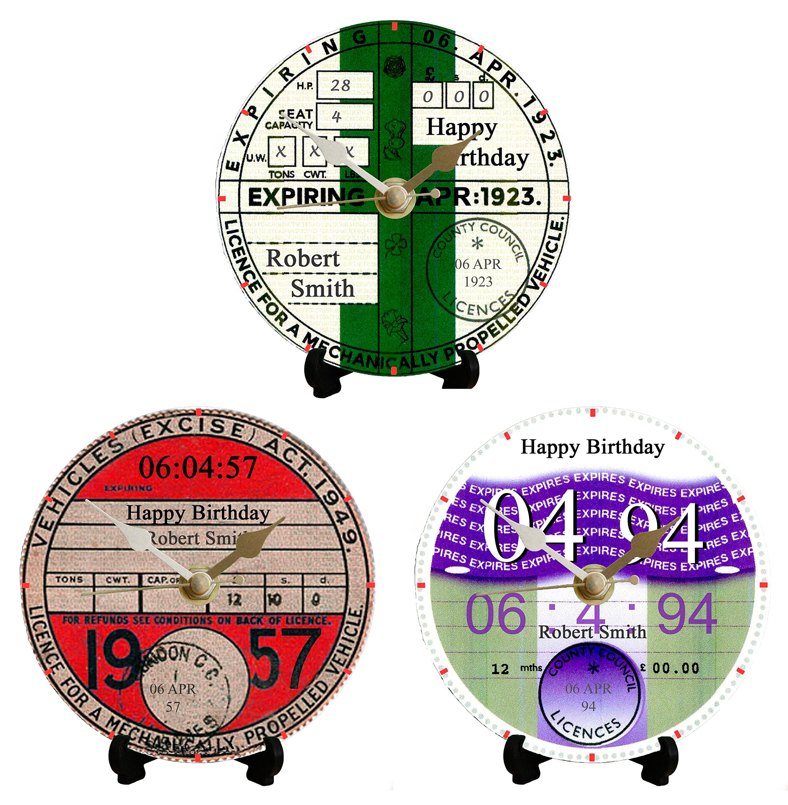 Personalised Car Tax Disc Clock (12cm face, Supplied as a Kit or fully built)., sent Free post