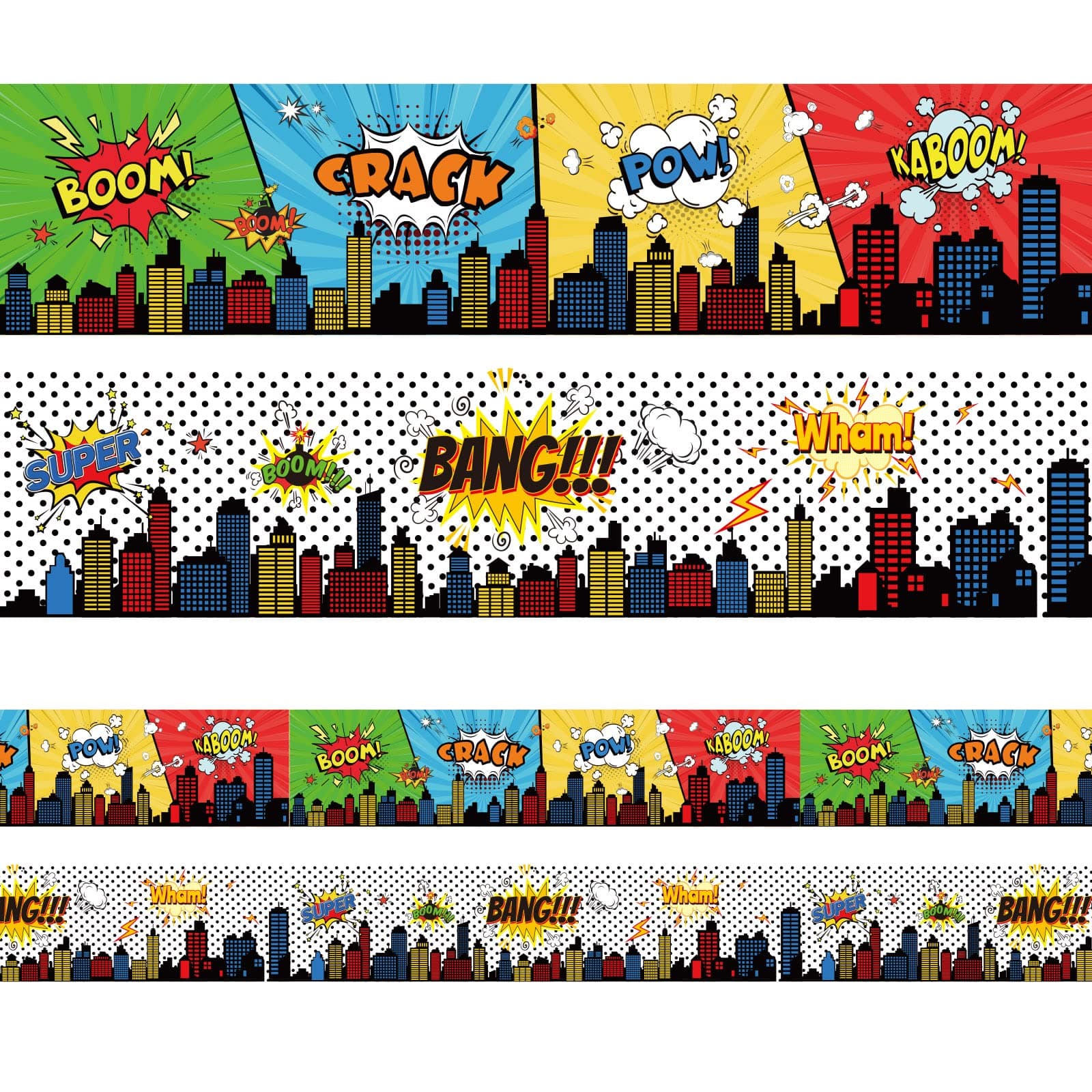 67ft Super Theme Hero Bulletin Board Borders Stickers Super Theme Hero Bulletin Board Decorations Hero Themed Border Stickers Holiday Borders for School Classroom Office Party Wall Decor