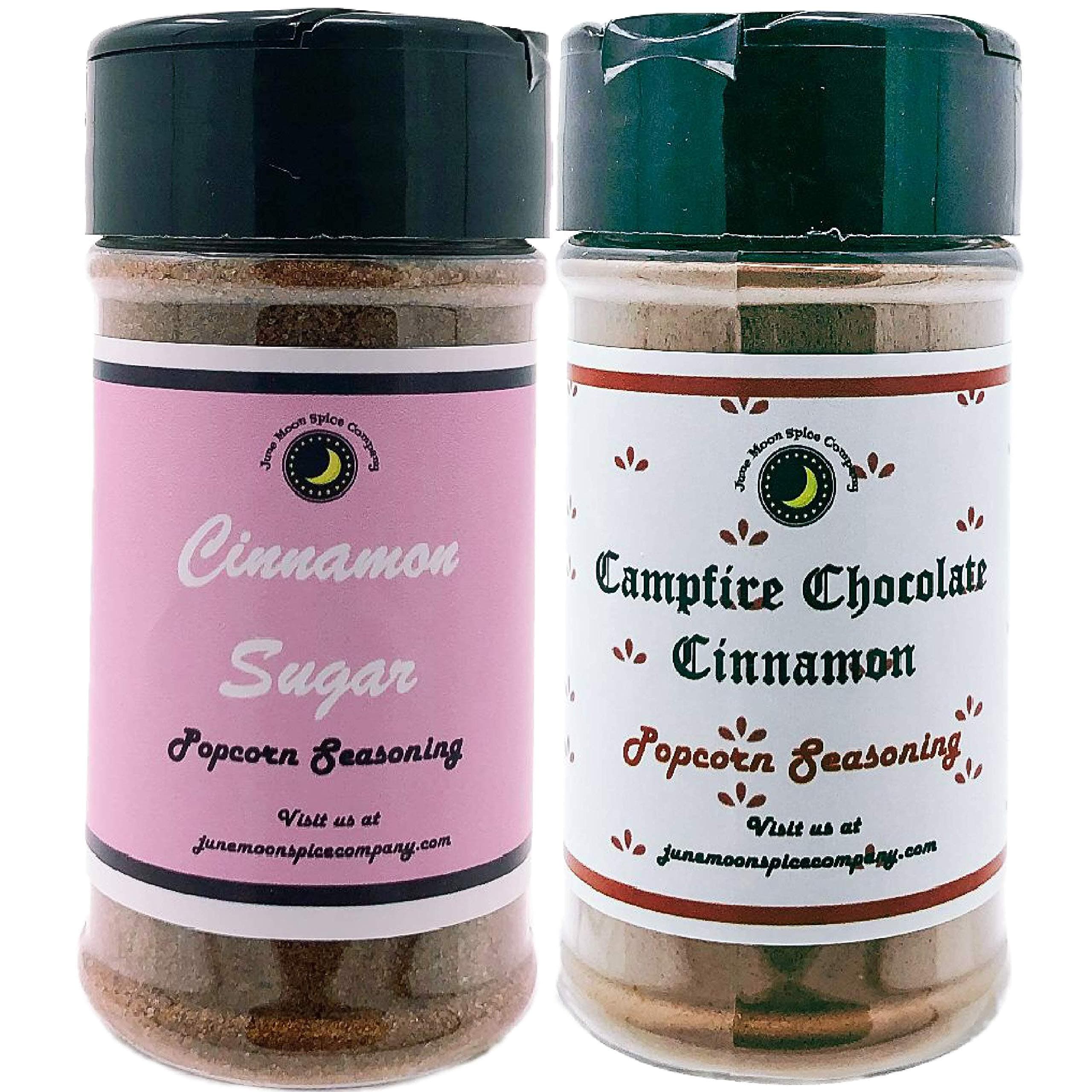 Premium | POPCORN SEASONING | Variety 2 Pack | Campfire Chocolate Popcorn Seasoning | Cinnamon Sugar Popcorn Seasoning | Calorie Free | Fat Free | Saturated Fat Free | Cholesterol Free | Crafted in Small Batches