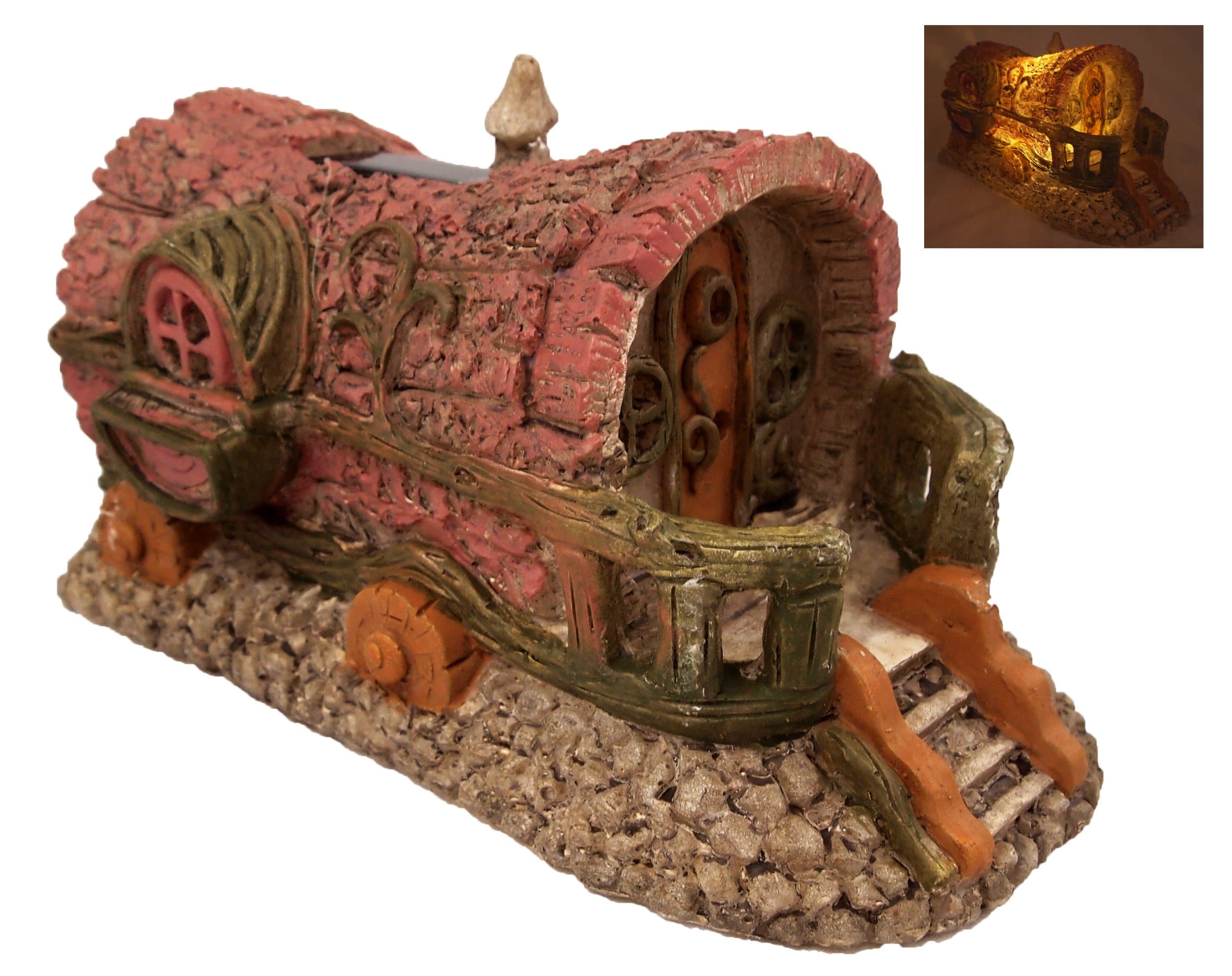 Solar Powered Fairy Pixie House Garden LED Ornament Figurine Outdoor Patio Light Statue