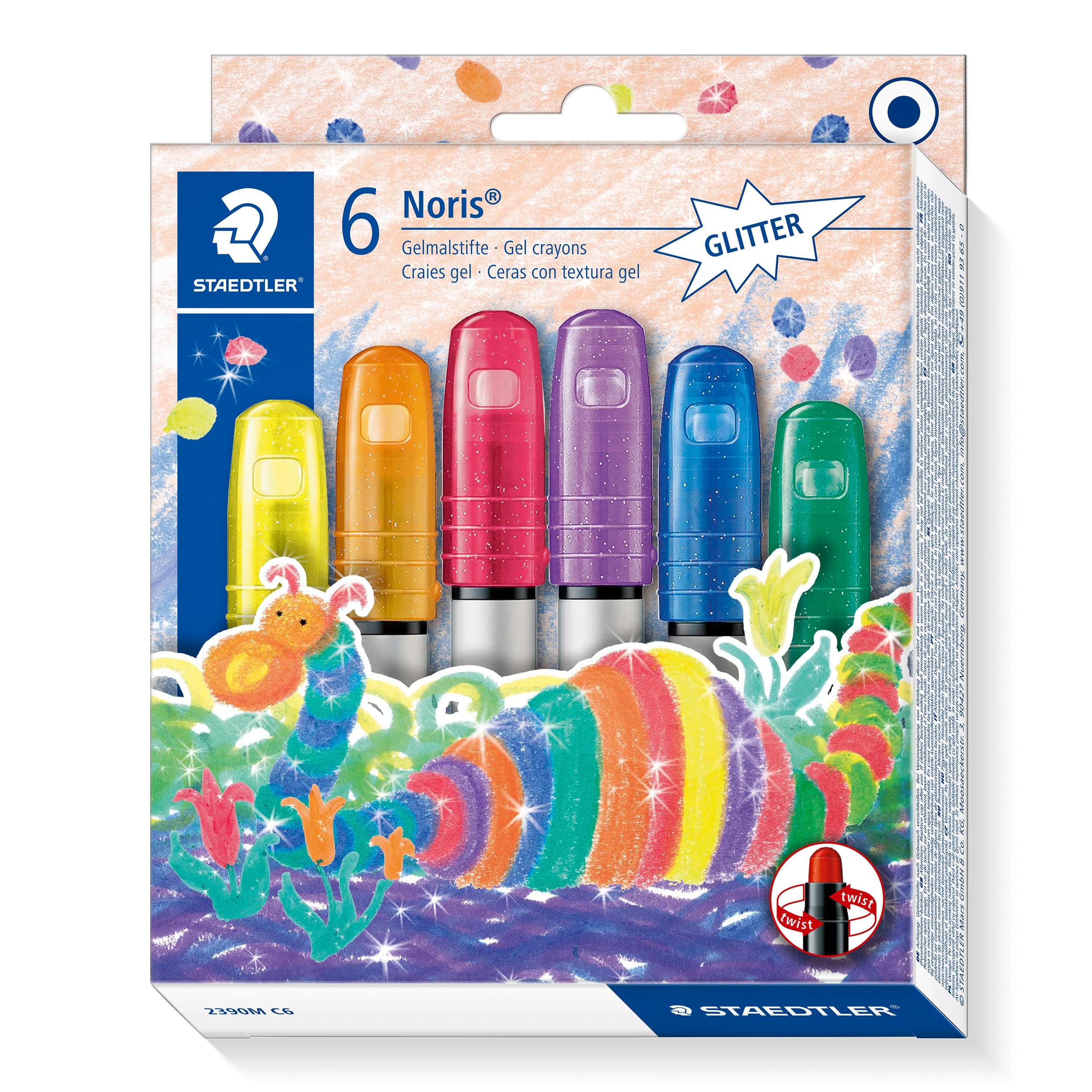 2390M C6 Noris Glitter Gel Crayons - Assorted Colours (Pack of 6)