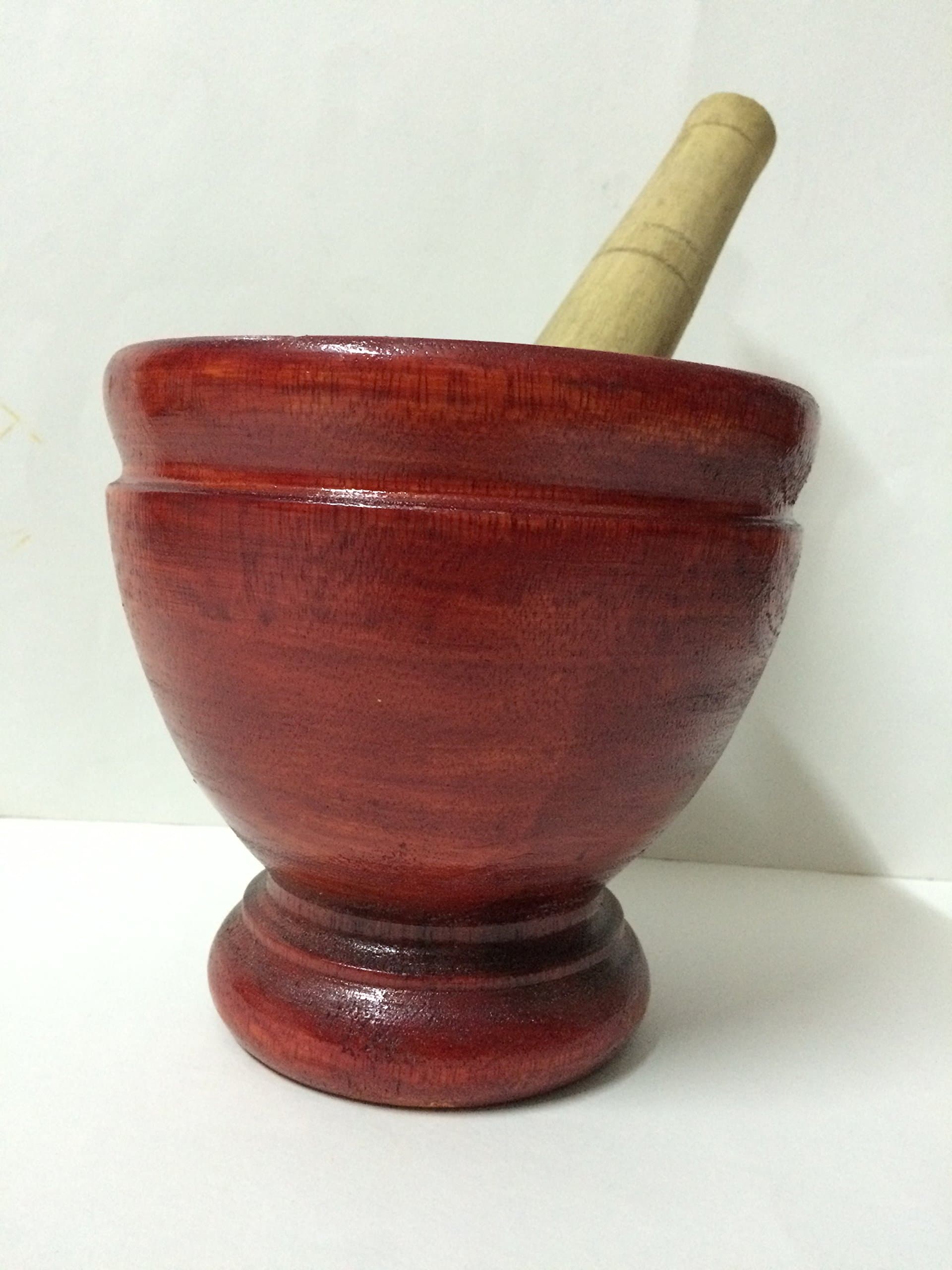 7"Thai Wood Mortar Pestle Grinding Cookware Thai Food Menu Papaya Salad Kitchen Tool.